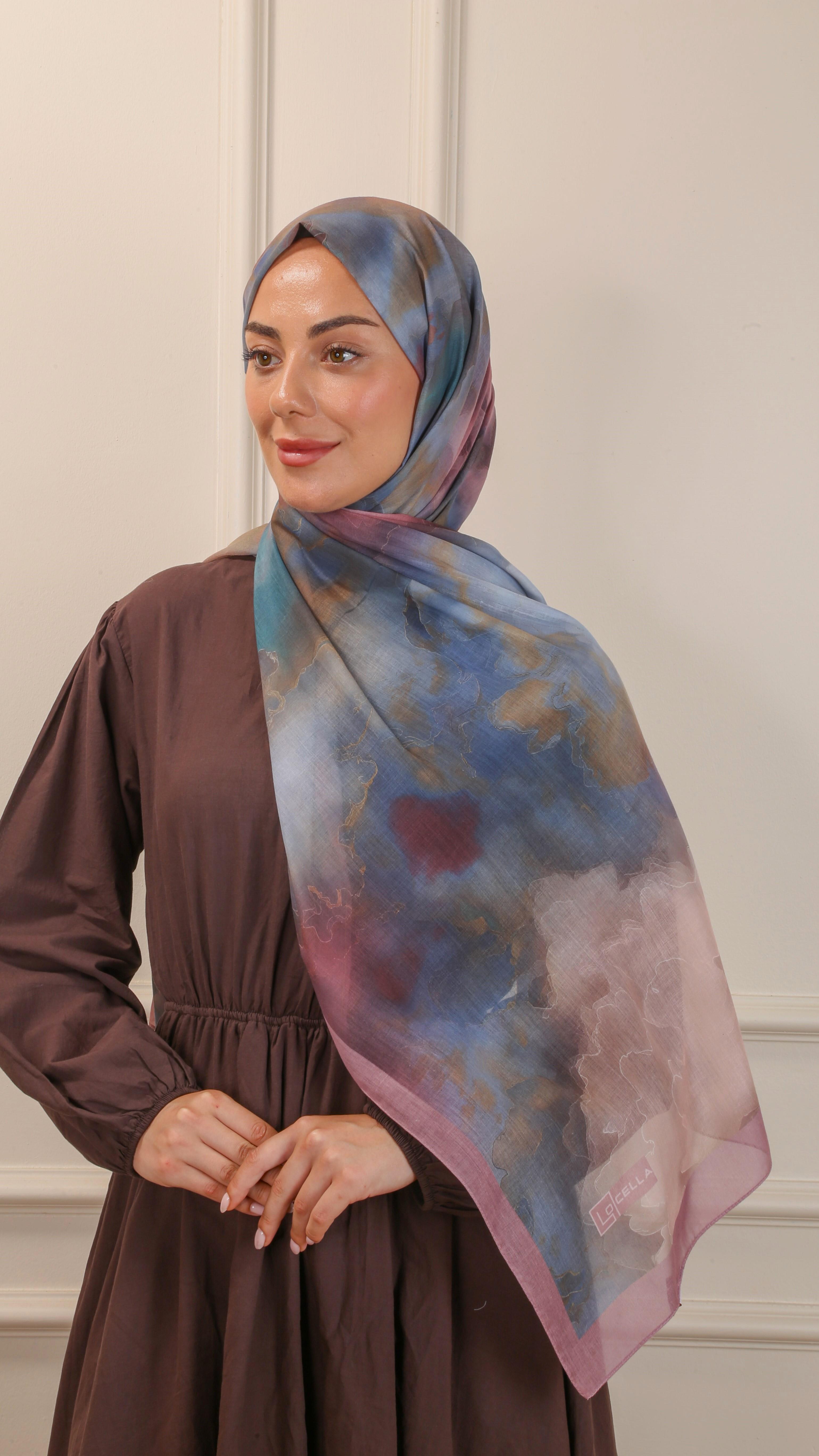 Desenli Pamuk Vual Şal Pembe-3