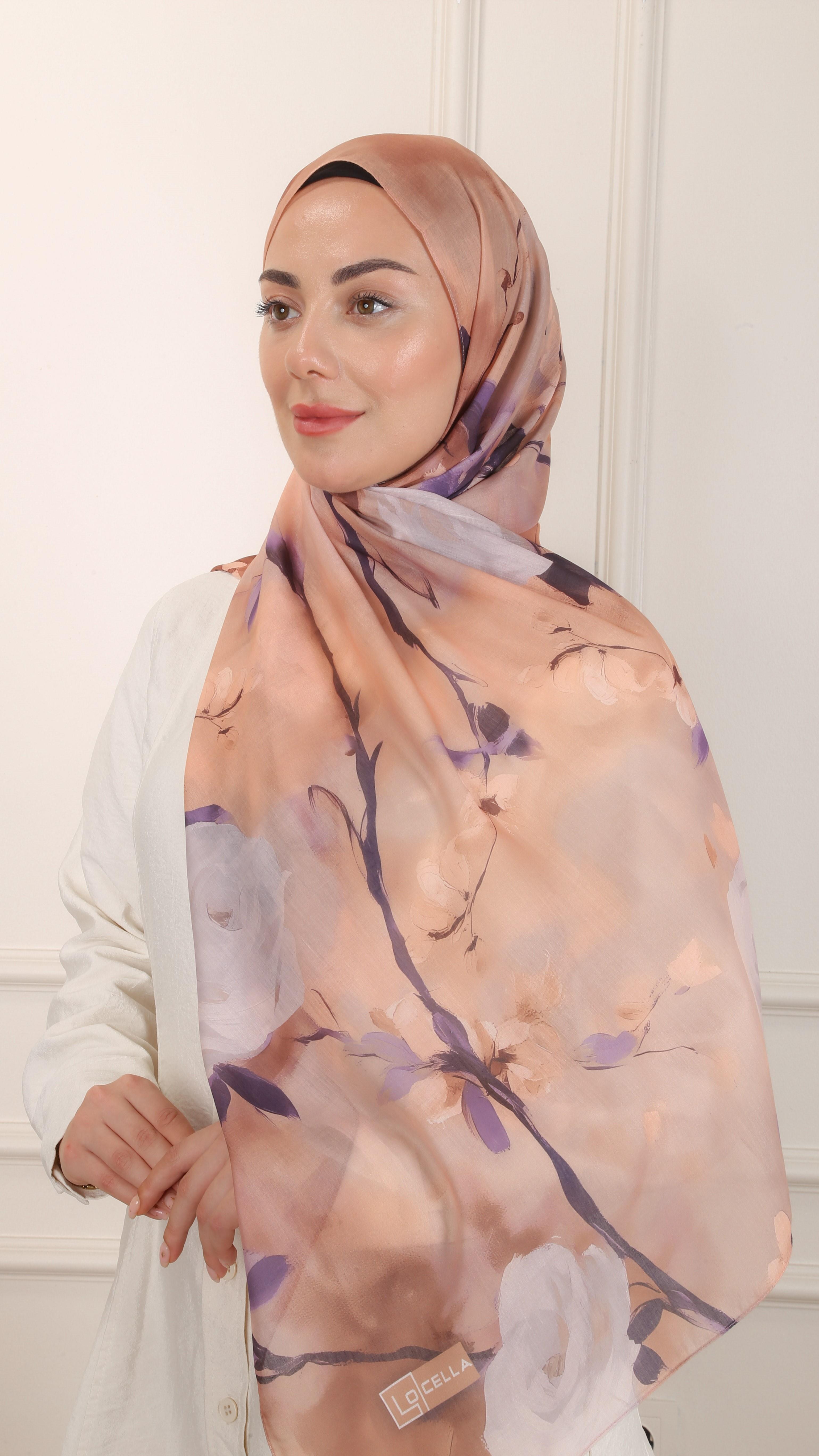 Desenli Pamuk Vual Şal Somon-7