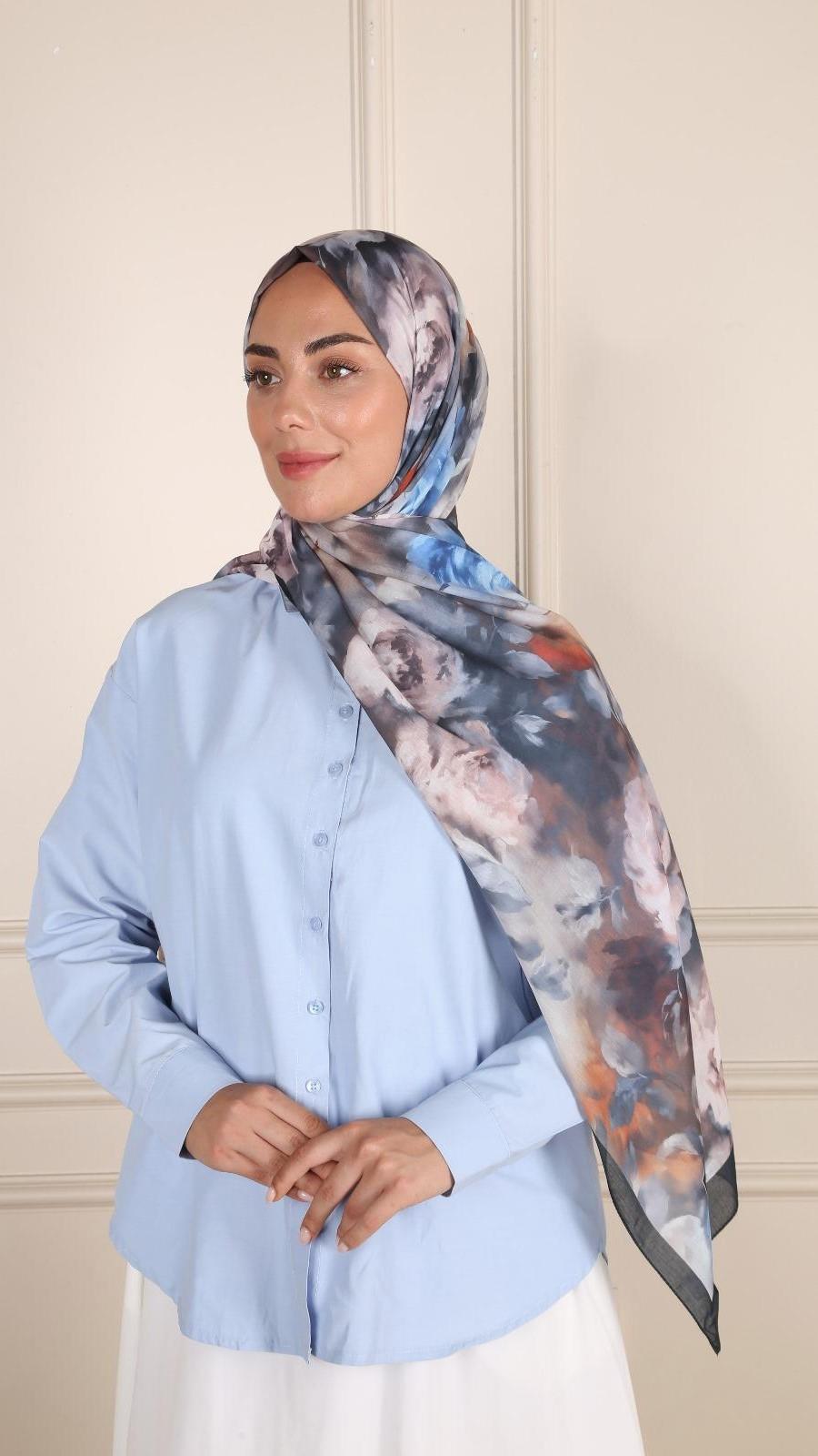 Desenli Pamuk Vual Şal Siyah-12