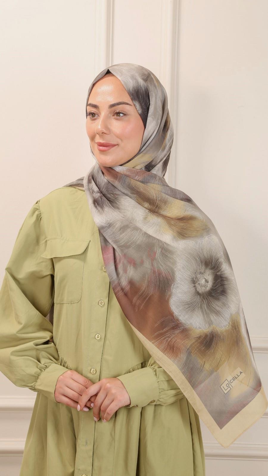 Desenli Pamuk Vual Şal Sarı-2