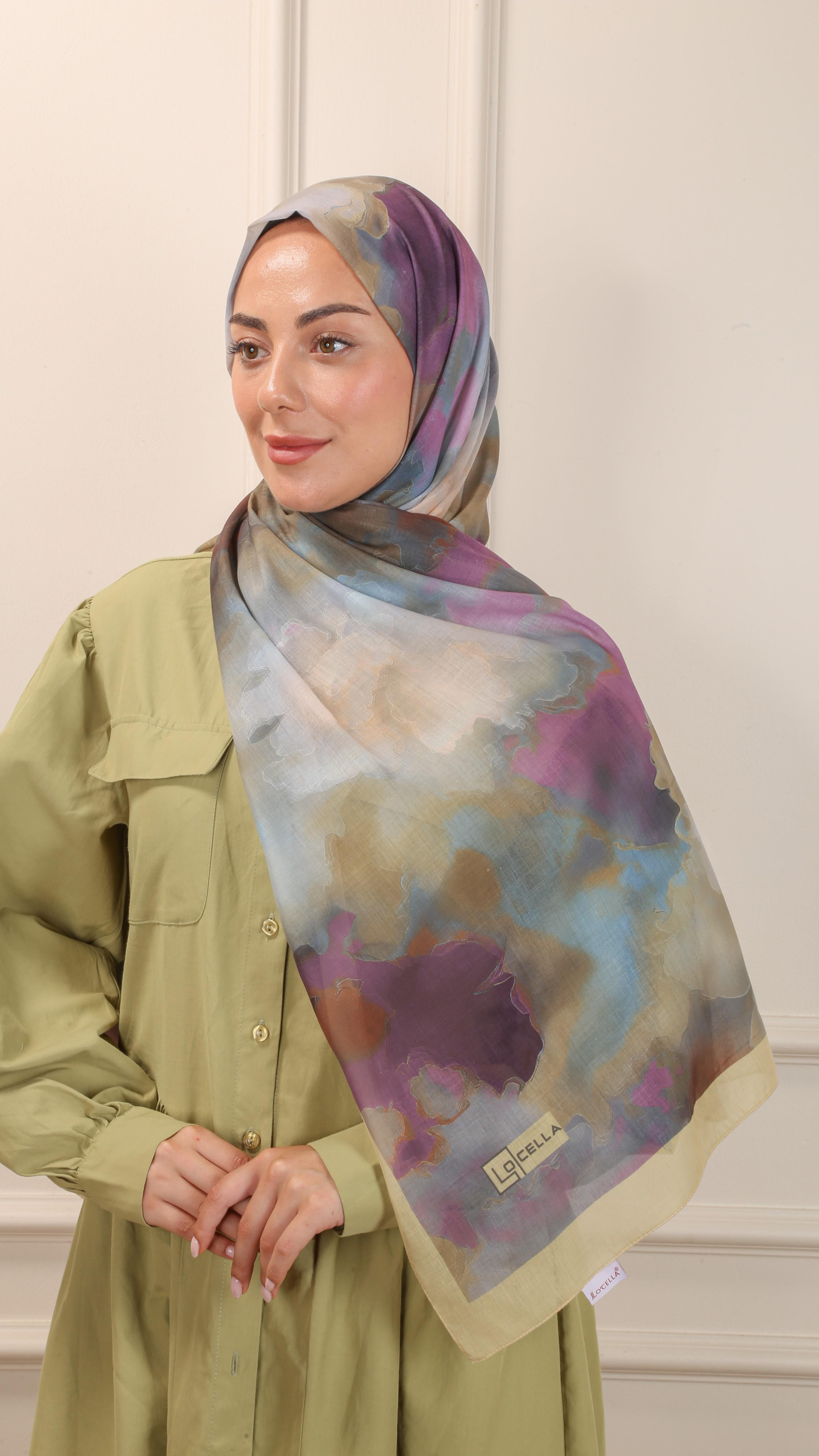 Desenli Pamuk Vual Şal Tereyağ Sarısı-2