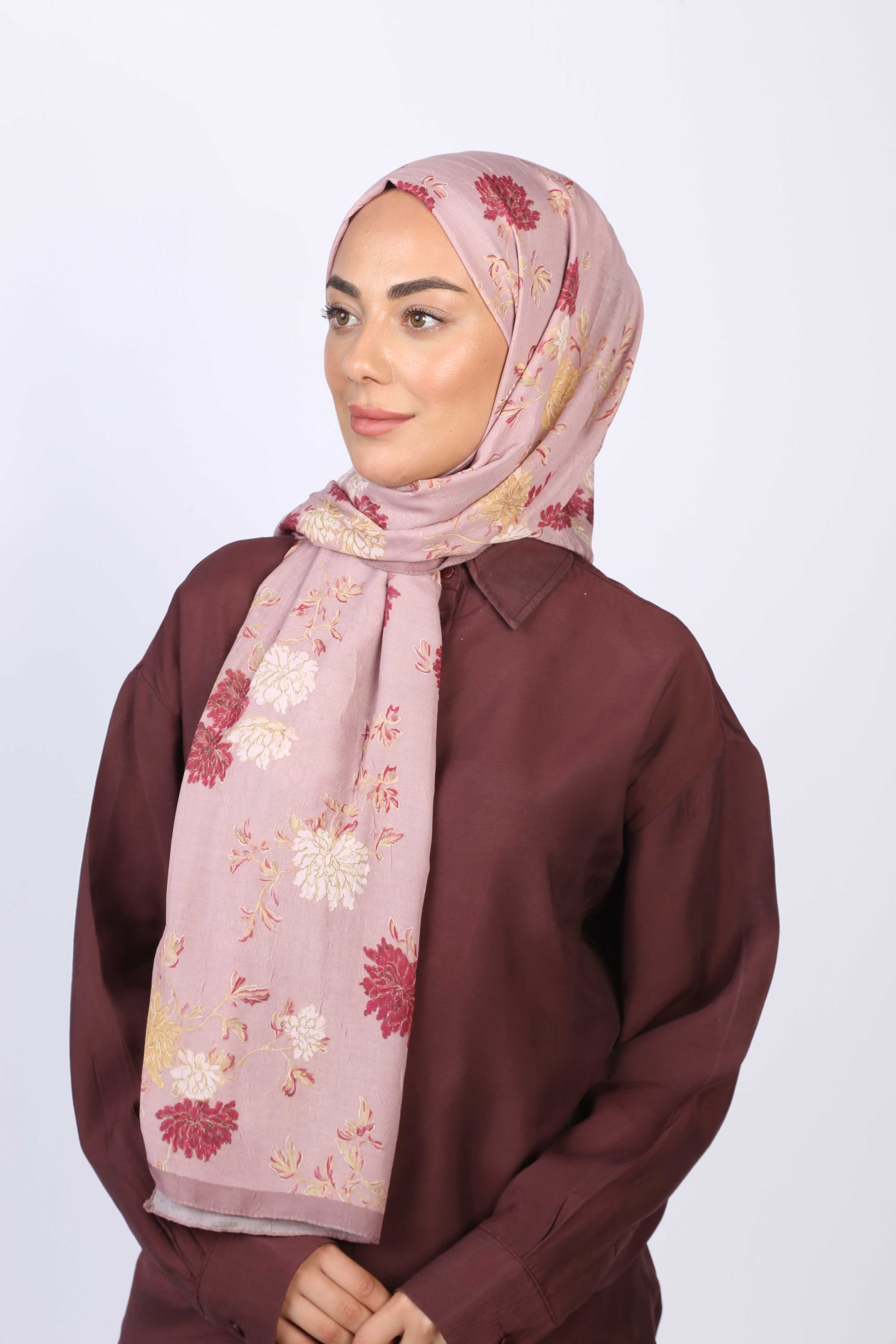 Desenli Vual Kraş Şal Pembe