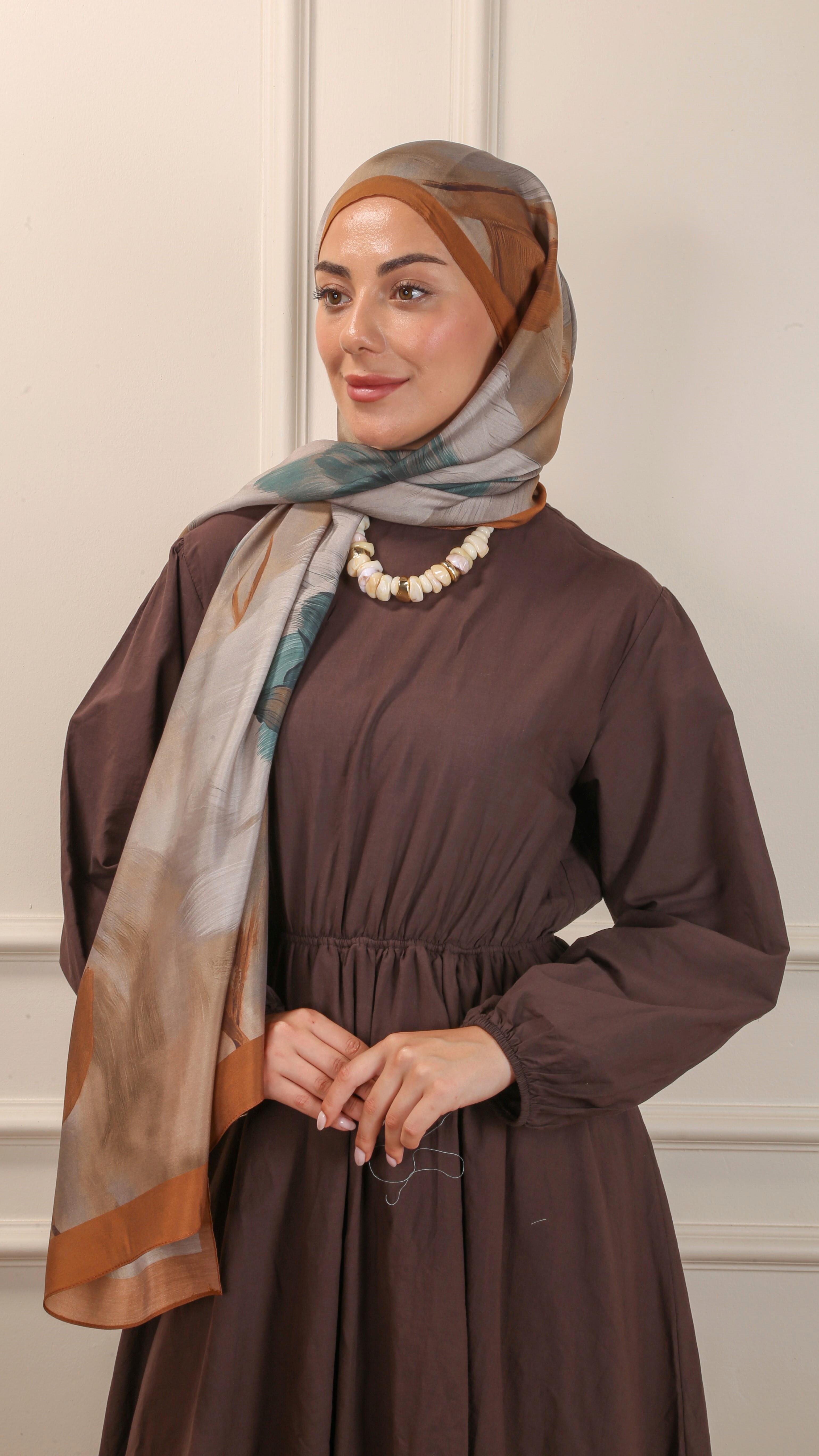 Locella Desenli Modal Şal Taba-5