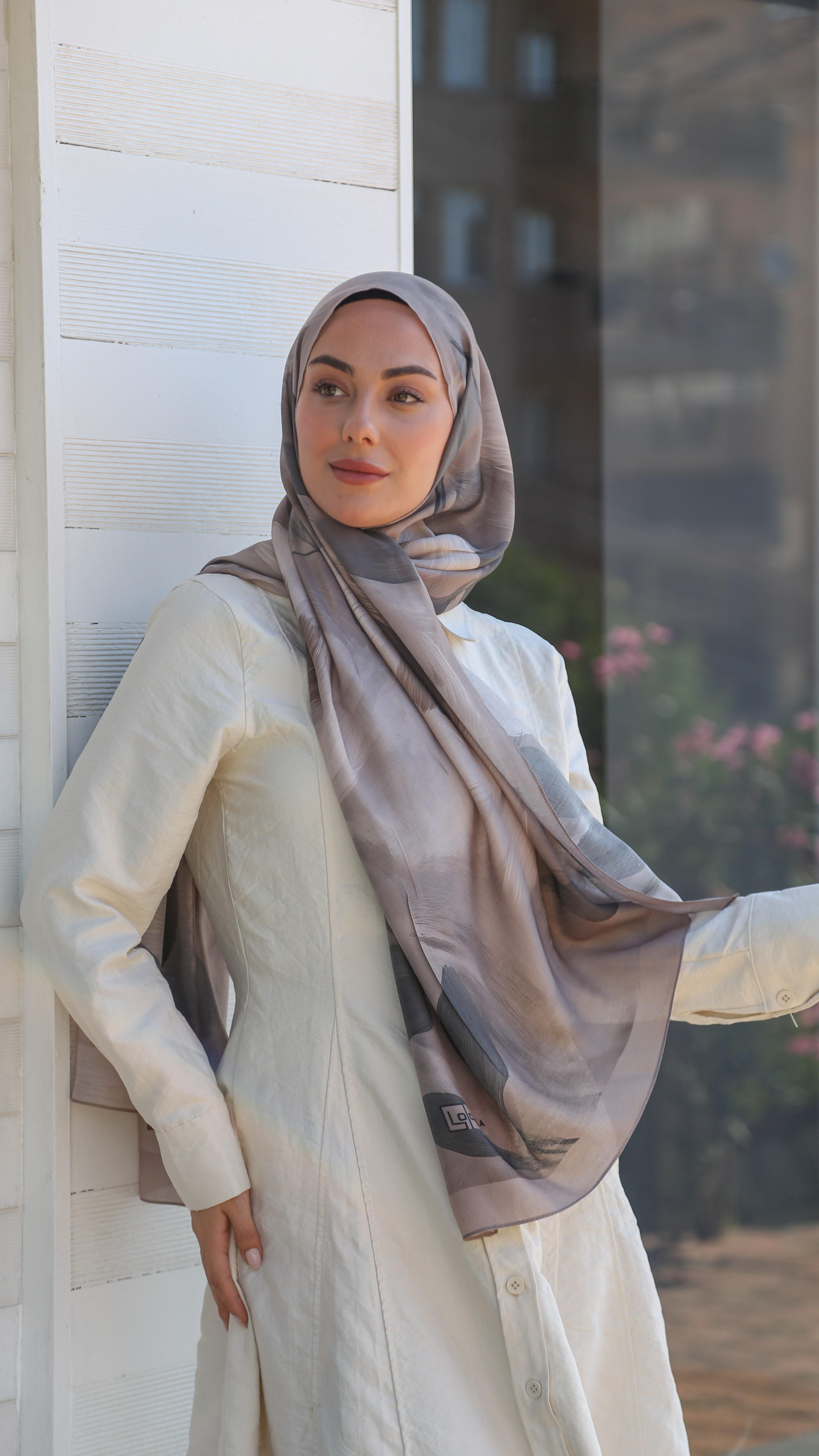 Locella Desenli Modal Şal Vizon-9