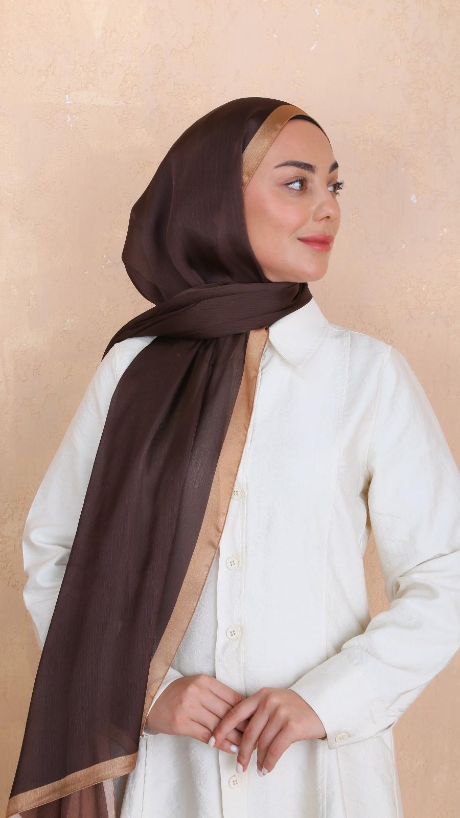 Locella İdol İpek Şal Çikolata Kahve-17