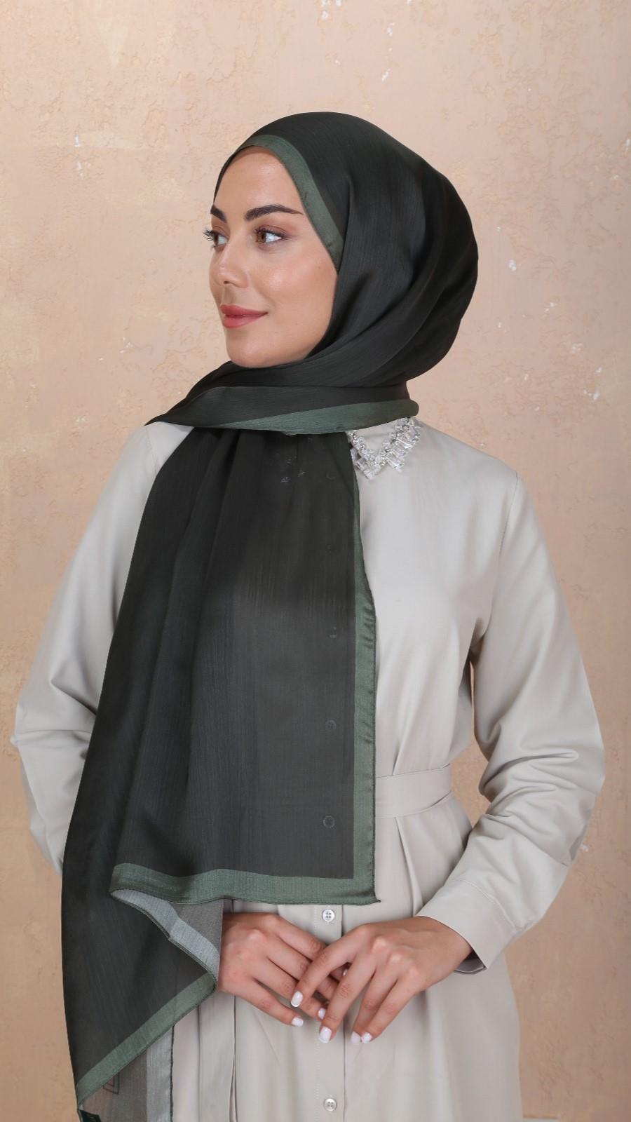 Locella İdol İpek Şal Haki Yeşili-5