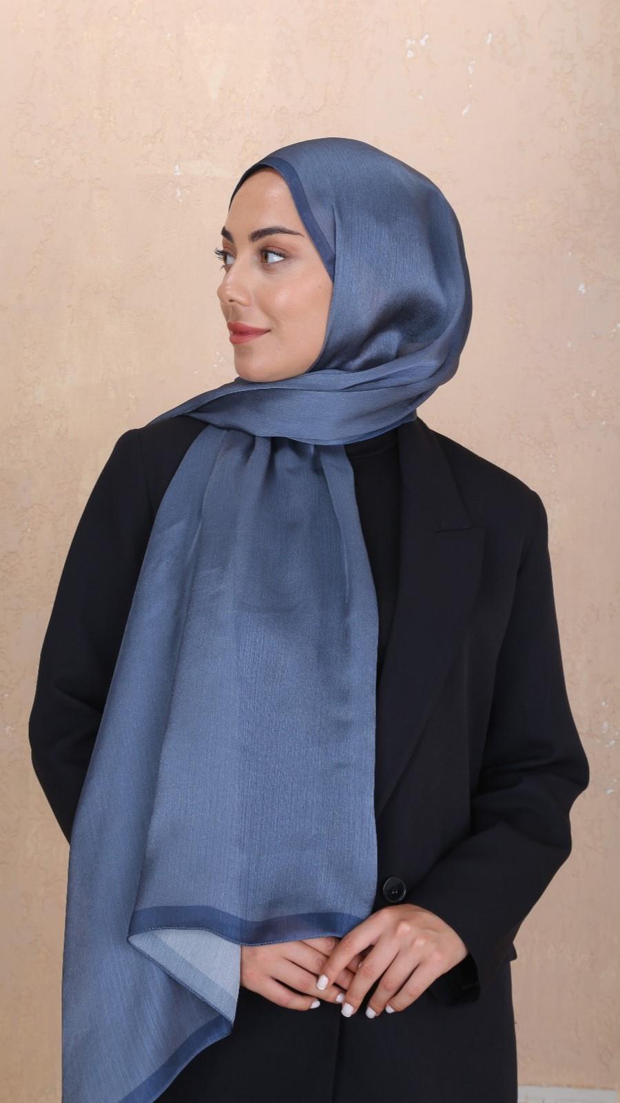 Locella İdol İpek Şal İndigo-34