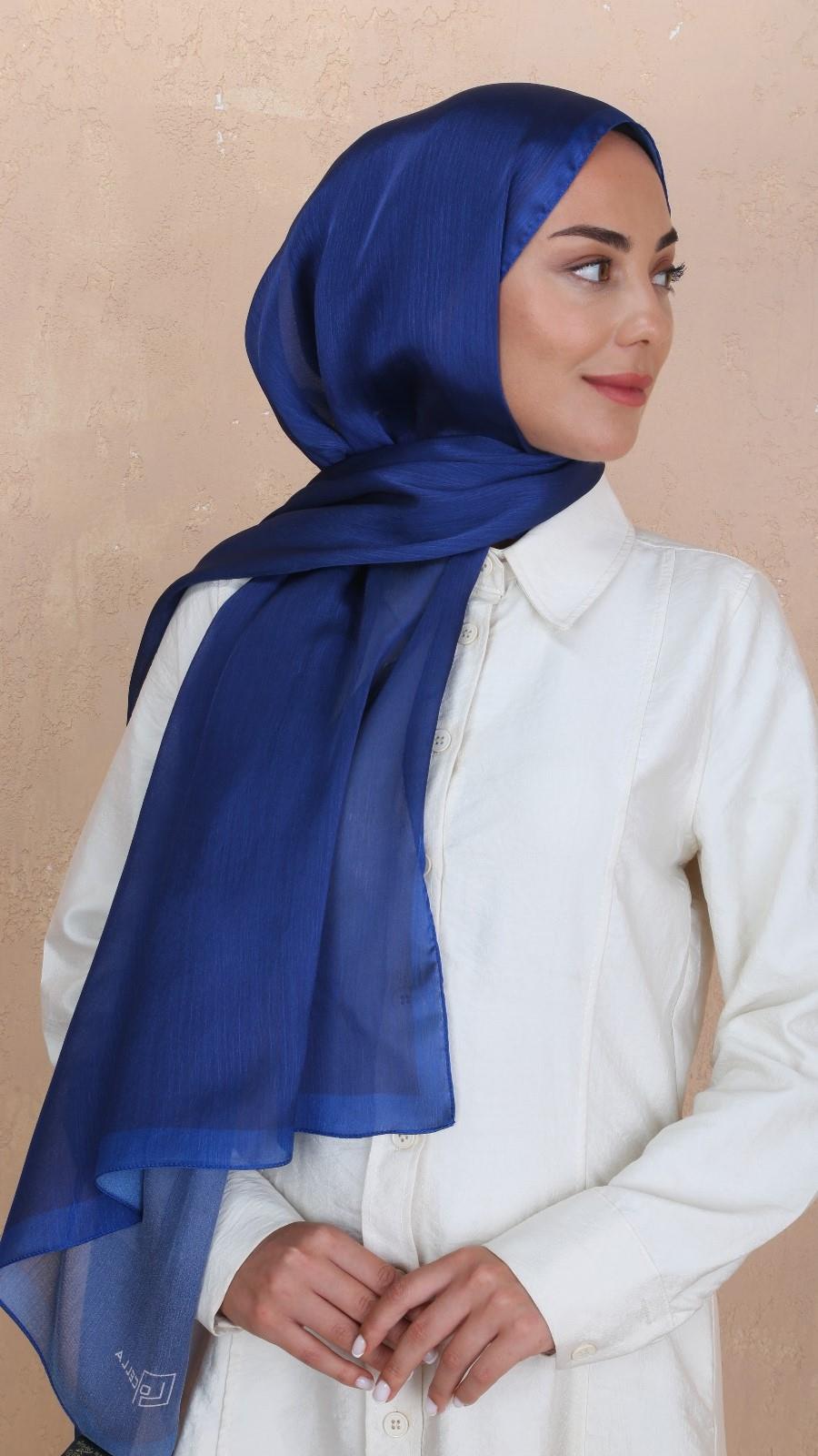 Locella İdol İpek Şal Parlement Mavi-11