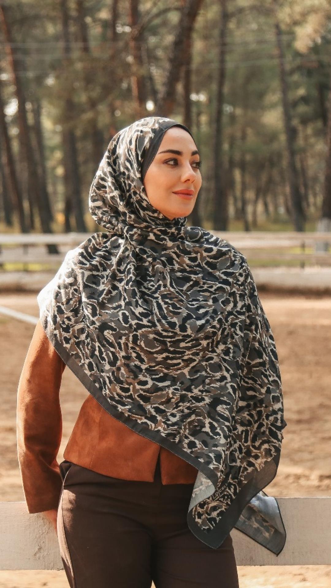 Locella Koza Pamuk Şal-Antrasit-8
