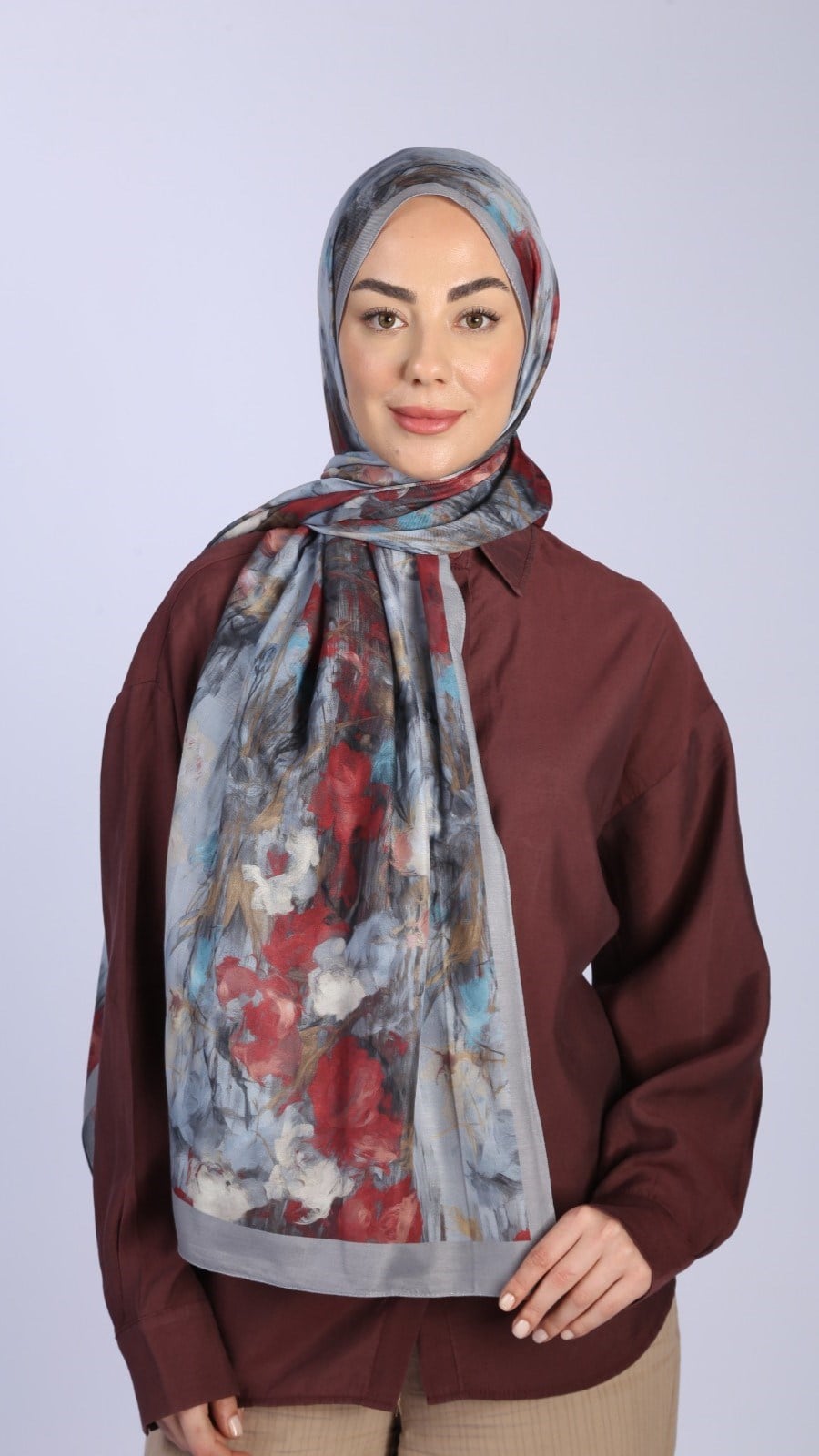 Locella Koza Pamuk Şal Gri