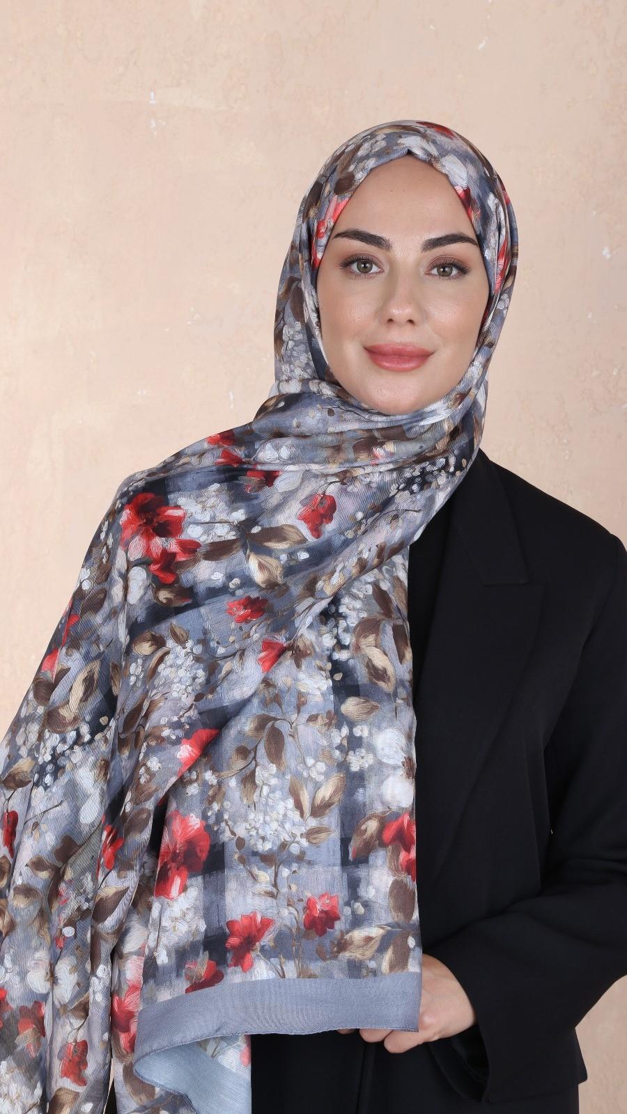 Locella Koza Pamuk Şal-Gri-9