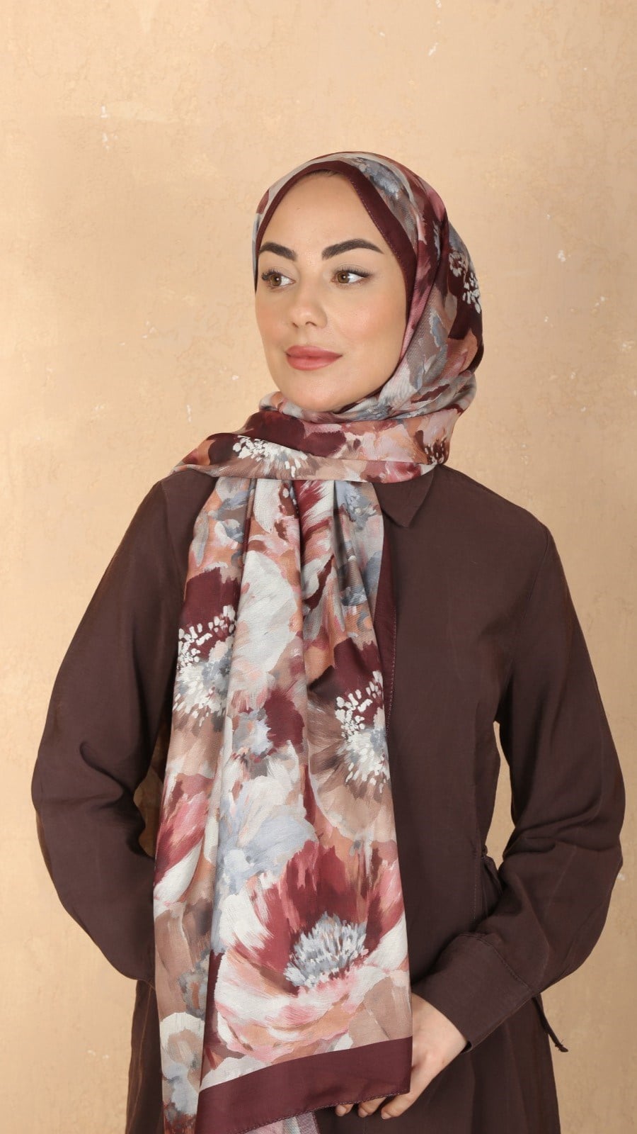 Locella Koza Pamuk Şal Kızıl Kahve