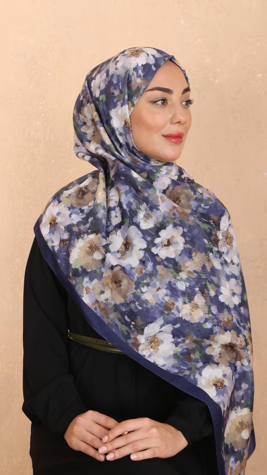 Locella Koza Pamuk Şal-Lacivert-8