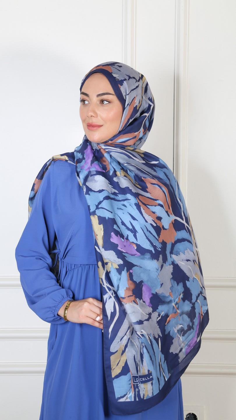 Locella Koza Pamuk Şal Lacivert-2