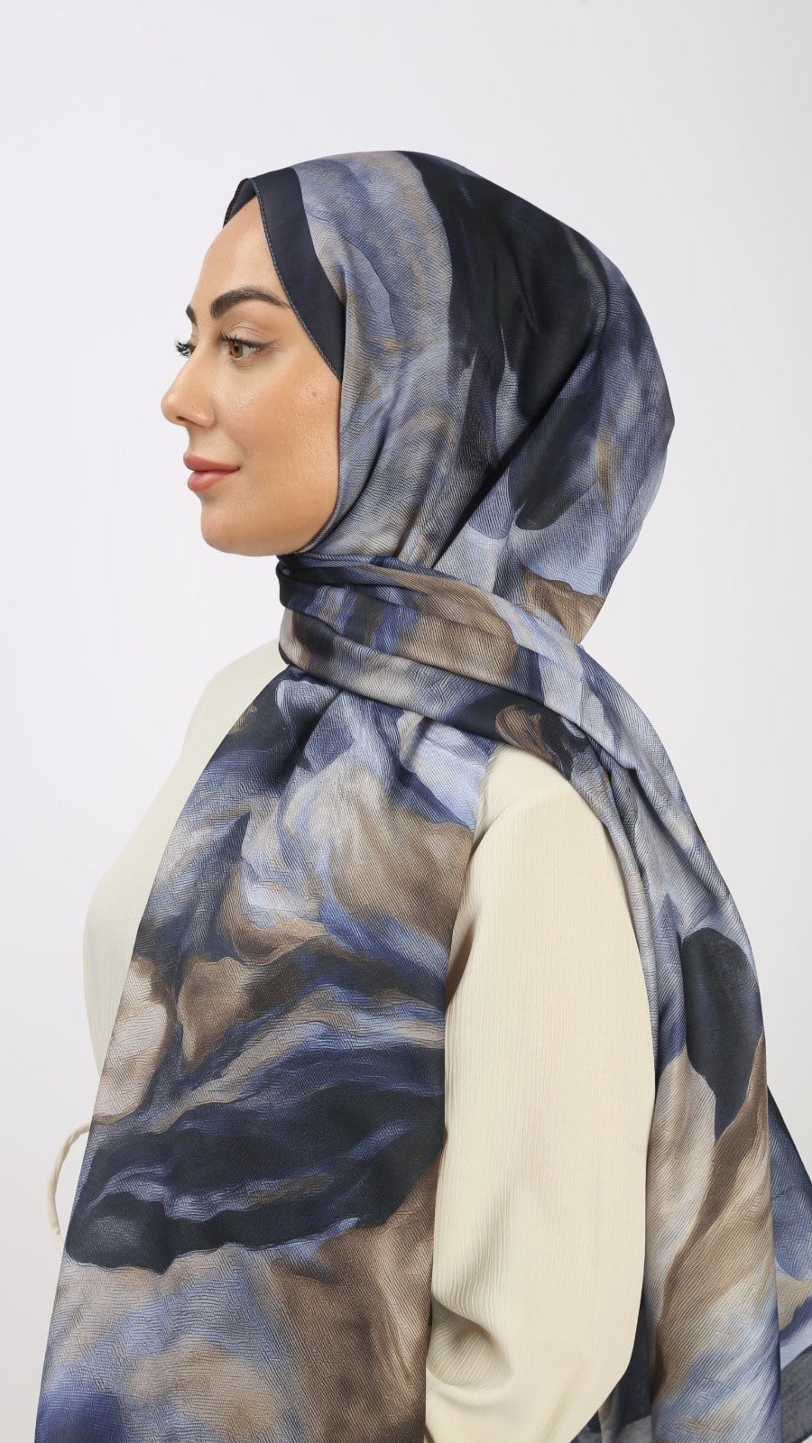 Locella Koza Pamuk Şal Lacivert