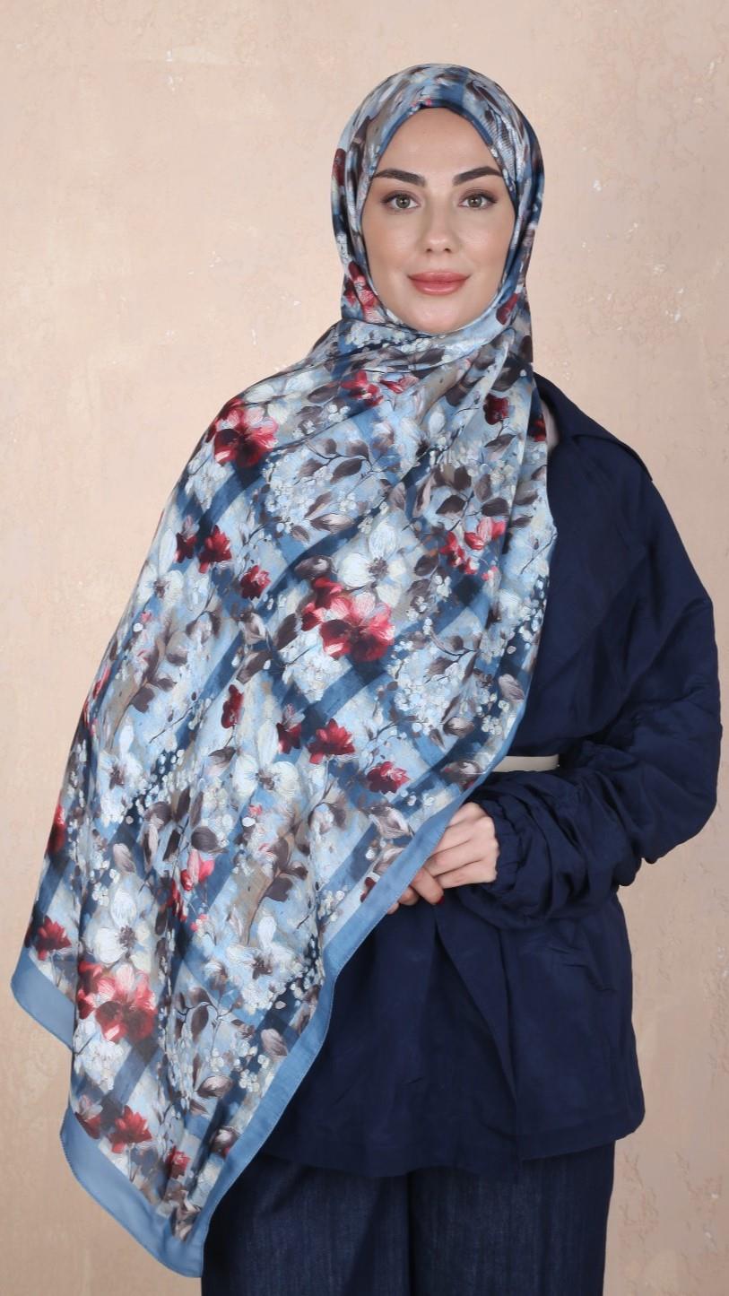 Locella Koza Pamuk Şal-Mavi-2