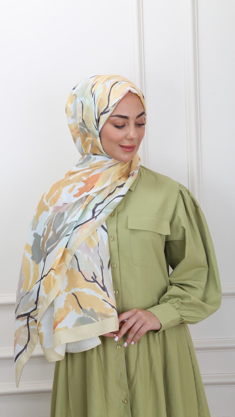 Locella Koza Pamuk Şal Sarı-6