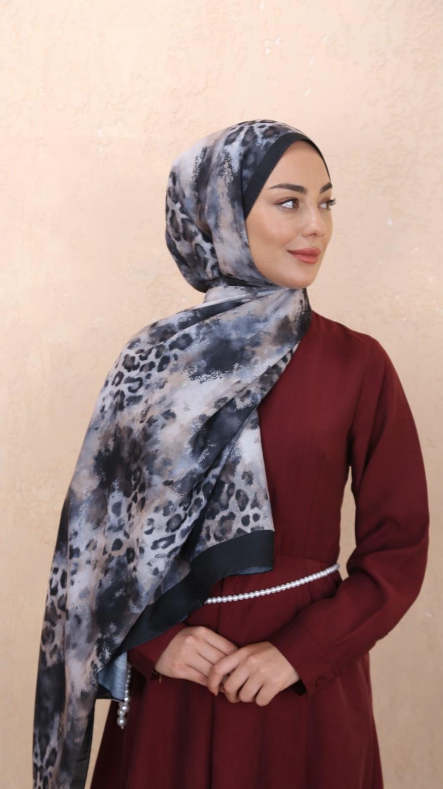 Locella Koza Pamuk Şal-Siyah Gri-4