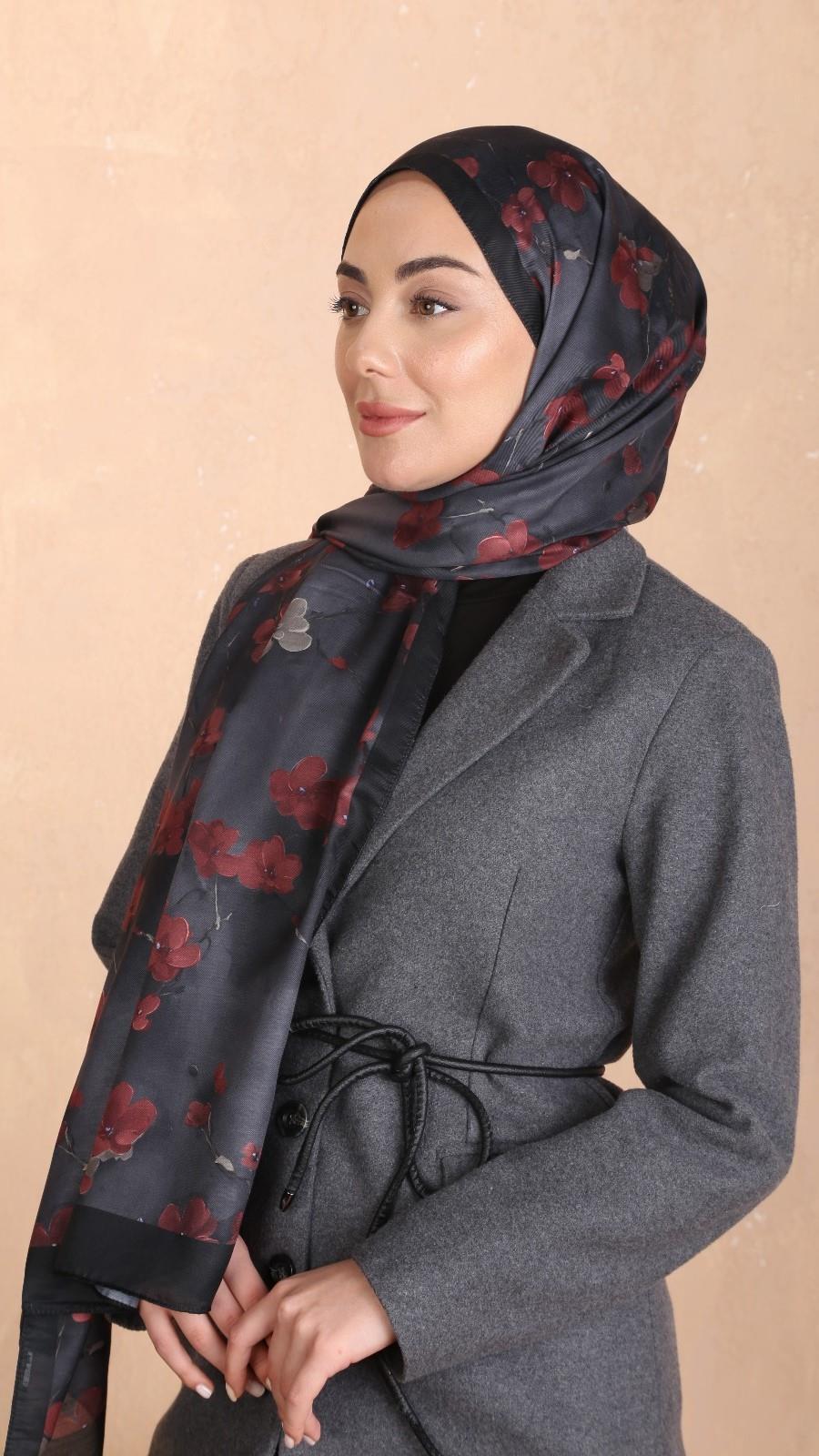 Locella Koza Pamuk Şal Siyah Kırmızı