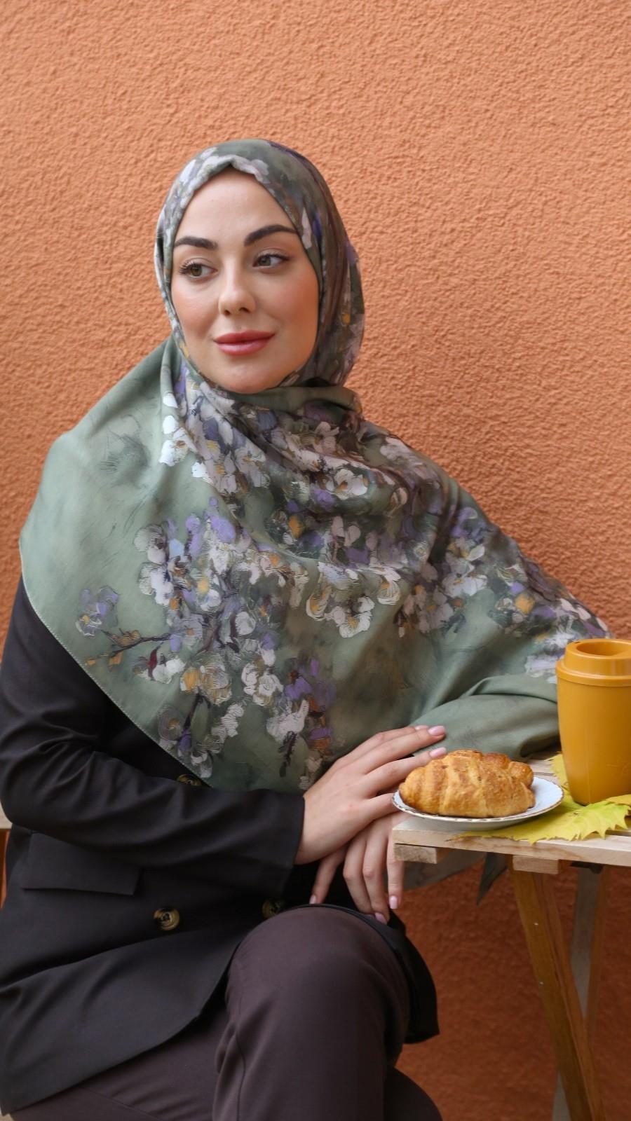 Locella Koza Pamuk Şal-Yeşil-5