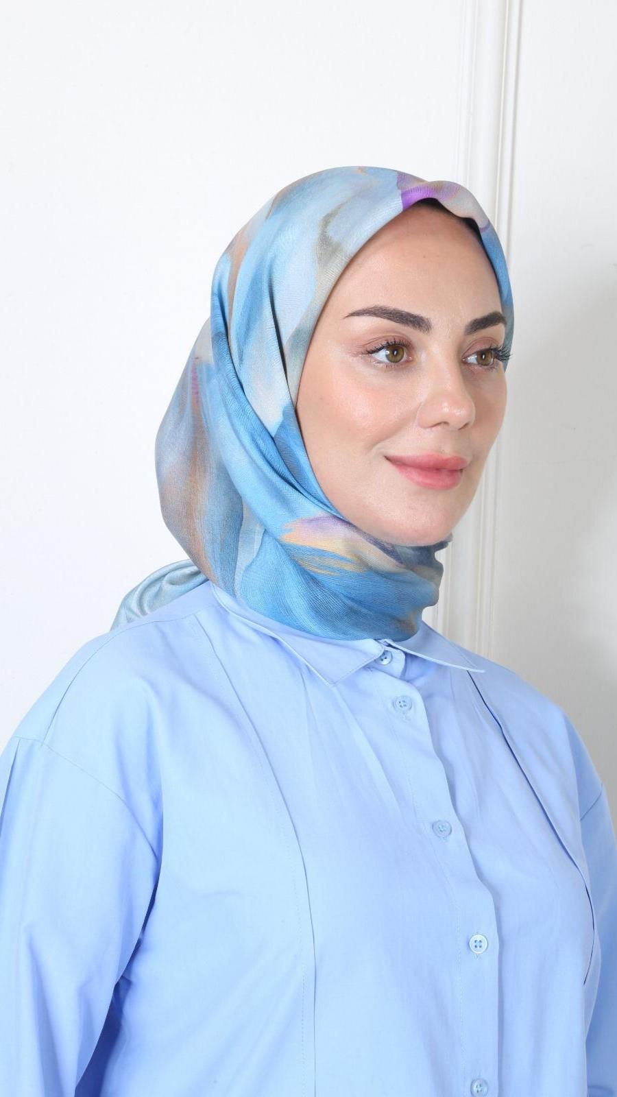 Locella Modal İpek Eşarp Mavi-11