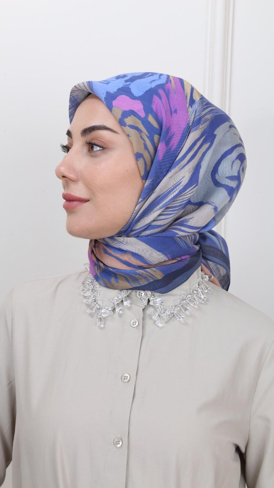 Locella Modal İpek Eşarp Lacivert-6