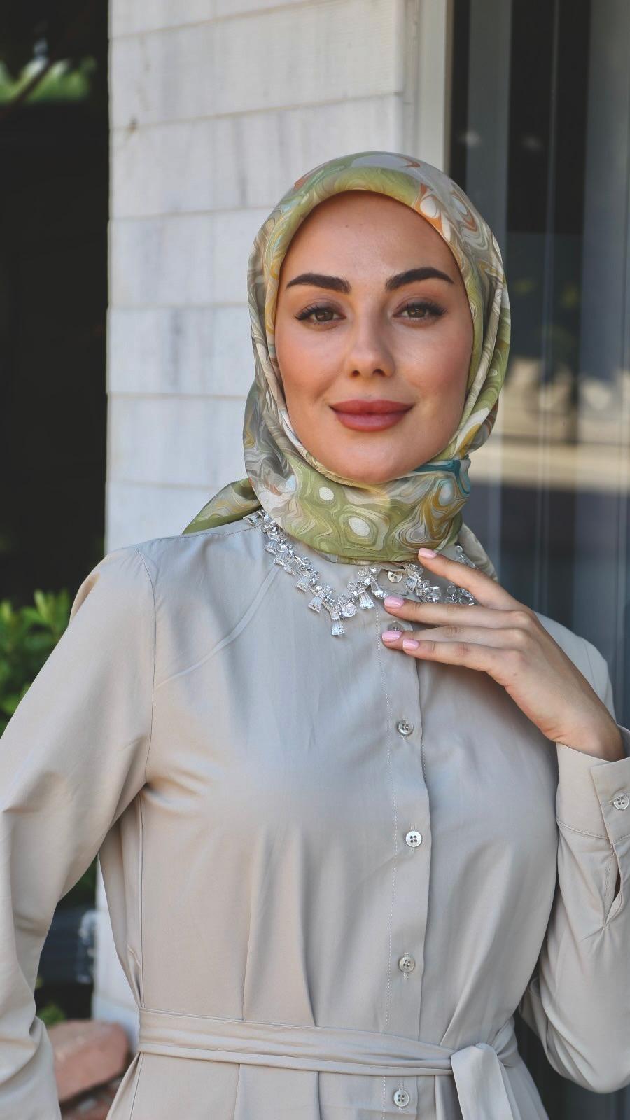 Locella Modal İpek Eşarp Yeşil-7