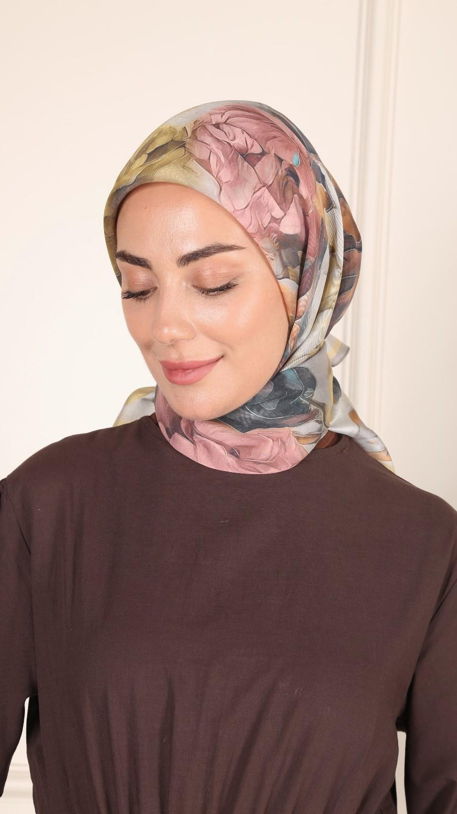 Locella Modal İpek Eşarp Pembe Gri-2