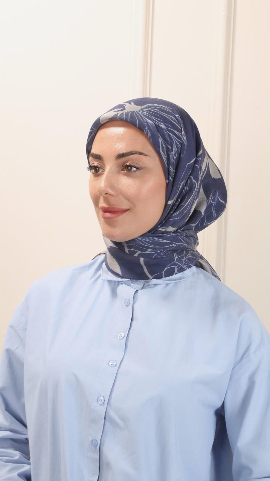 Locella Modal İpek Eşarp Koyu Mavi-2