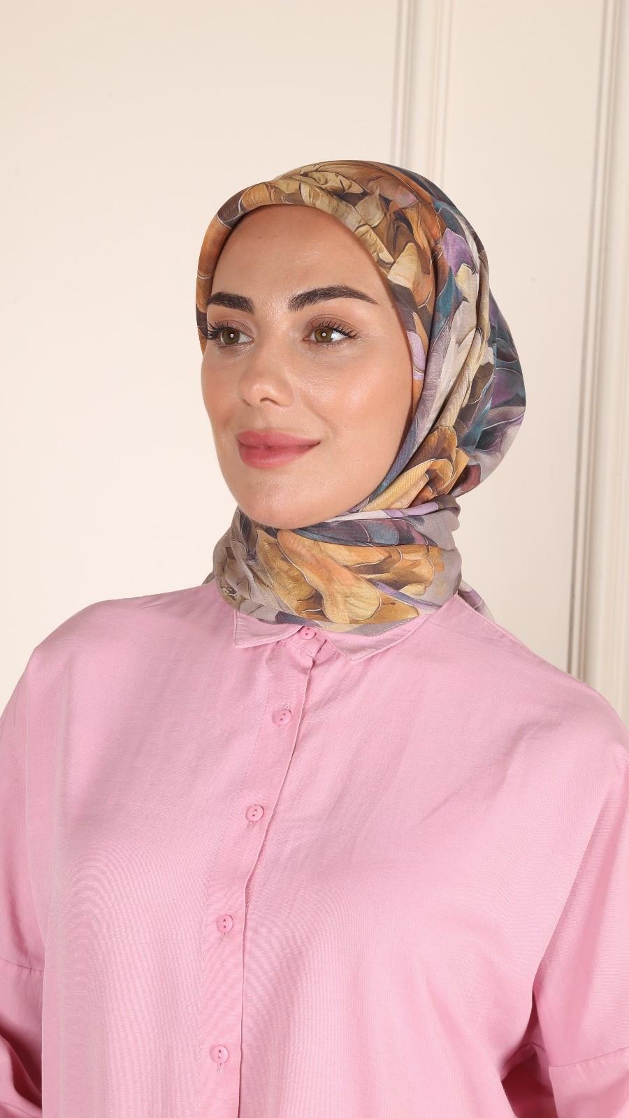 Locella Modal İpek Eşarp Gri Sarı-11