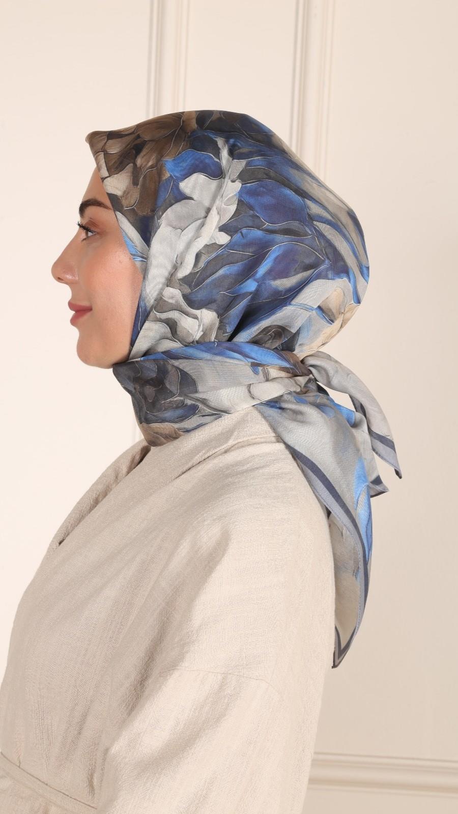 Locella Modal İpek Eşarp Koyu Mavi-9