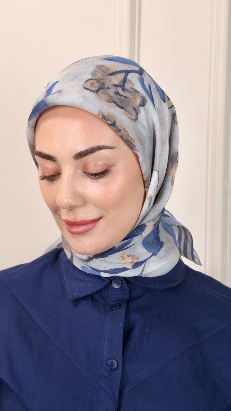 Locella Modal İpek Eşarp Lacivert-6