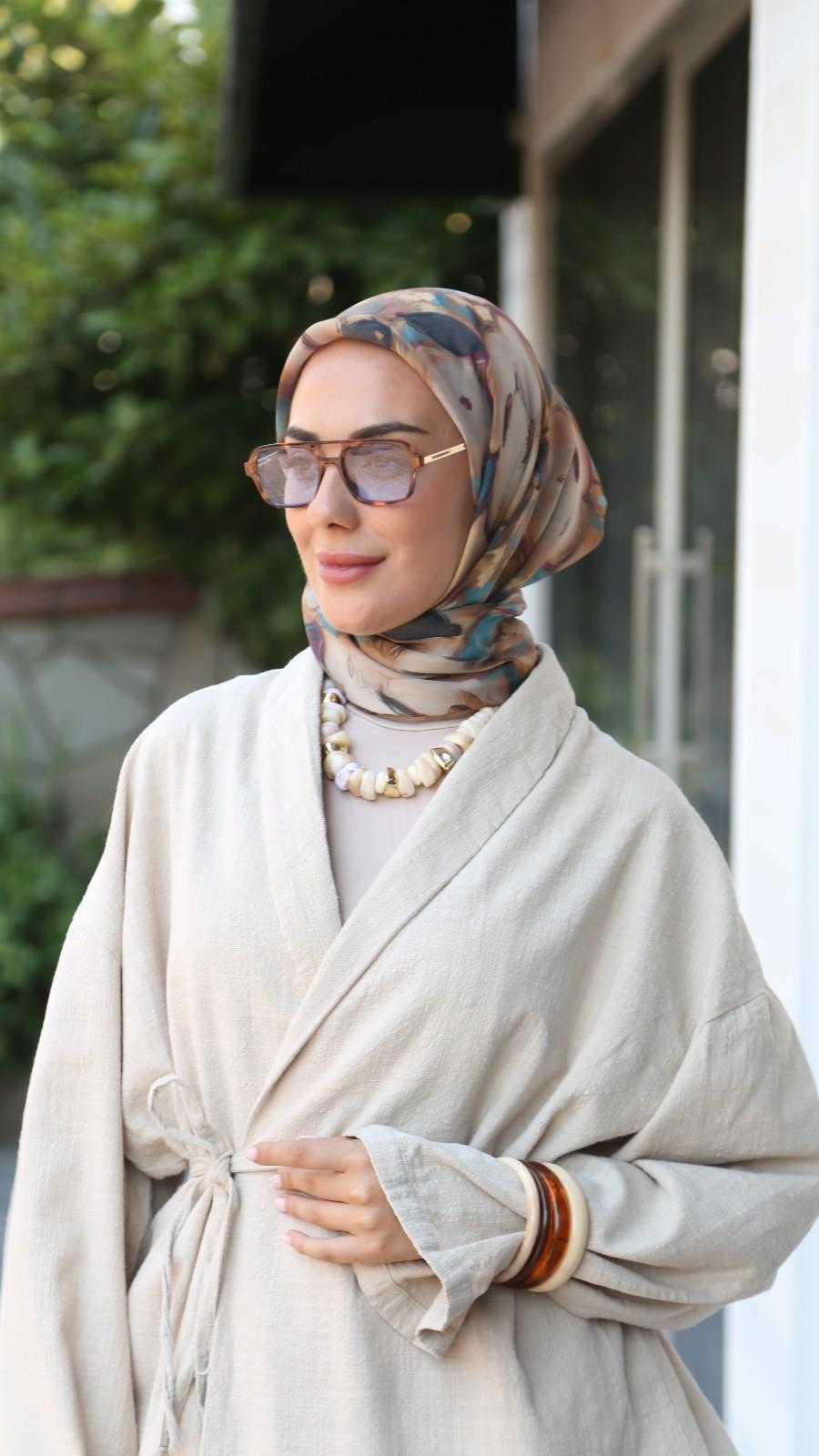 Locella Modal İpek Eşarp Karamel-6