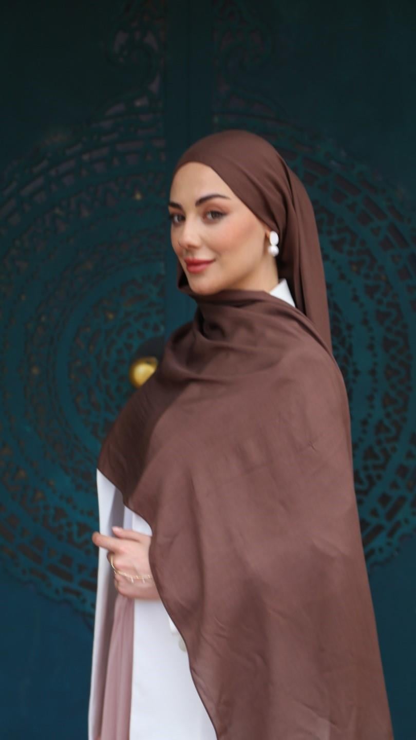 Locella Modal İpek Şal Acı Kahve-3