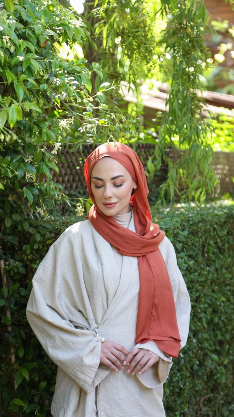 Locella Modal İpek Şal Kiremit-10