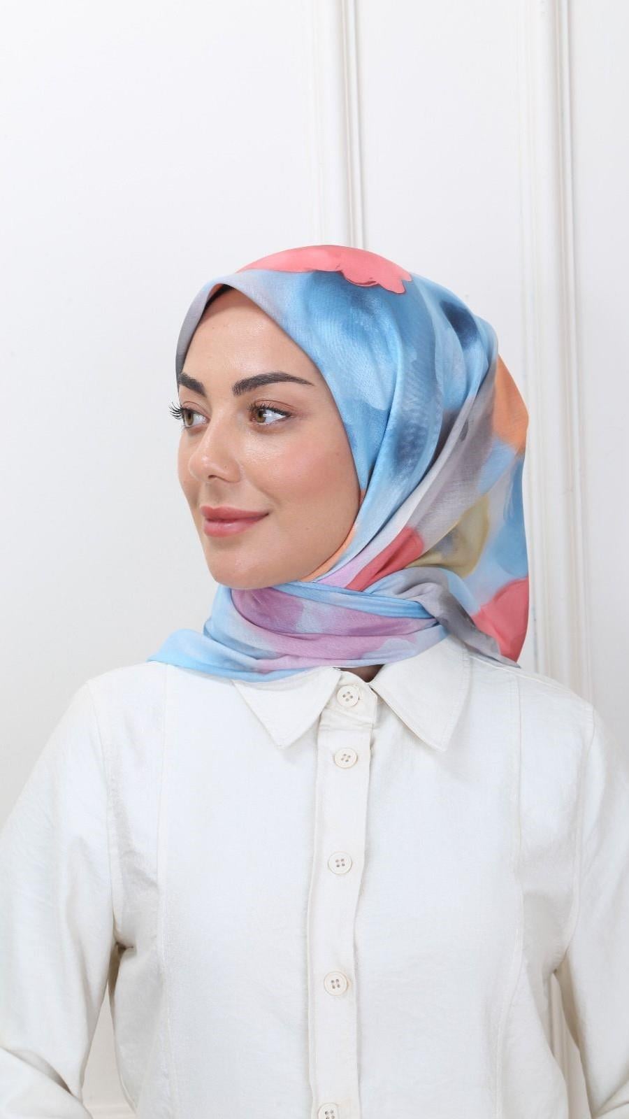 Locella Pamuk Vual Eşarp Açık Mavi-1