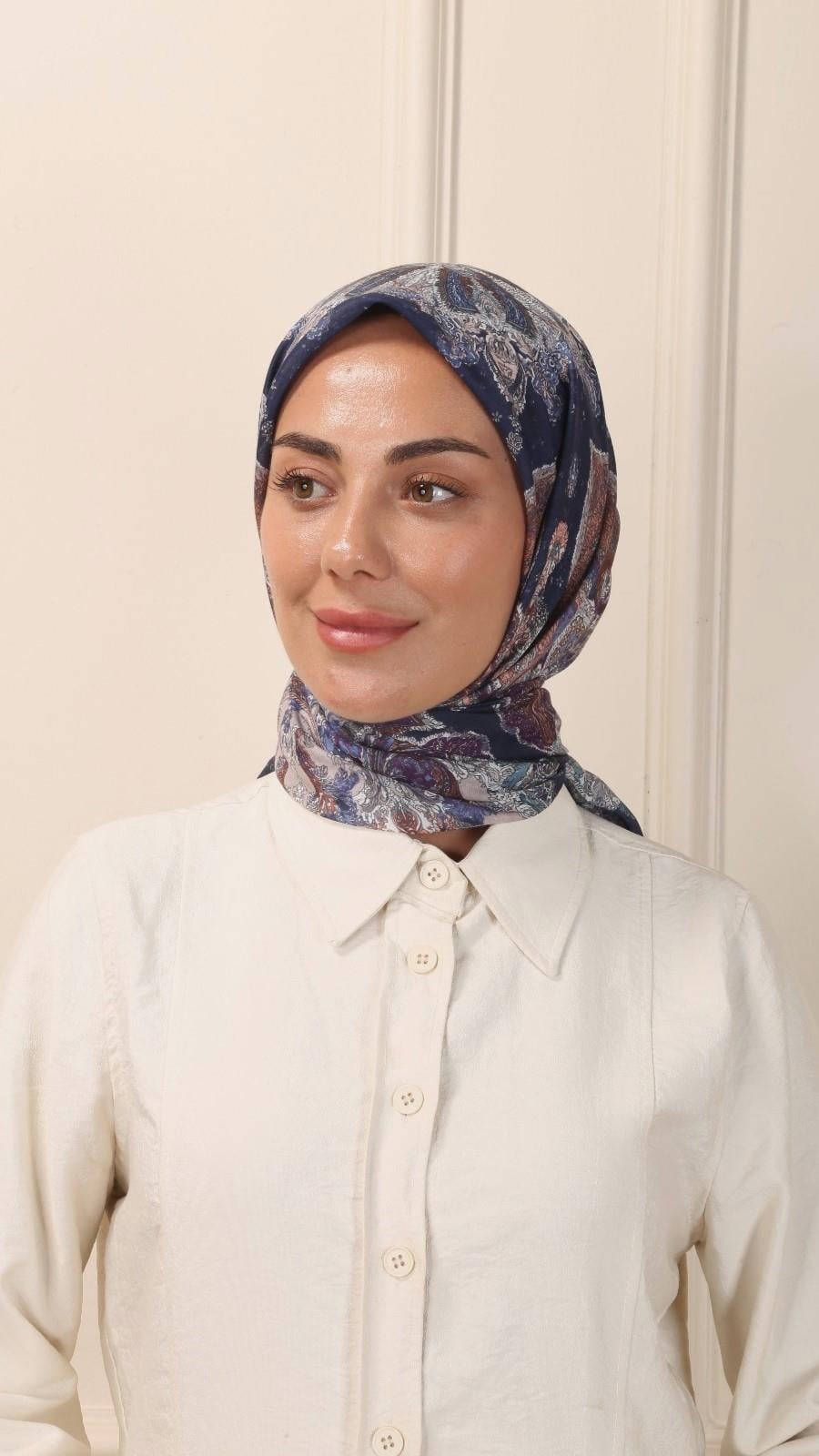 Locella Pamuk Vual Eşarp Lacivert-10