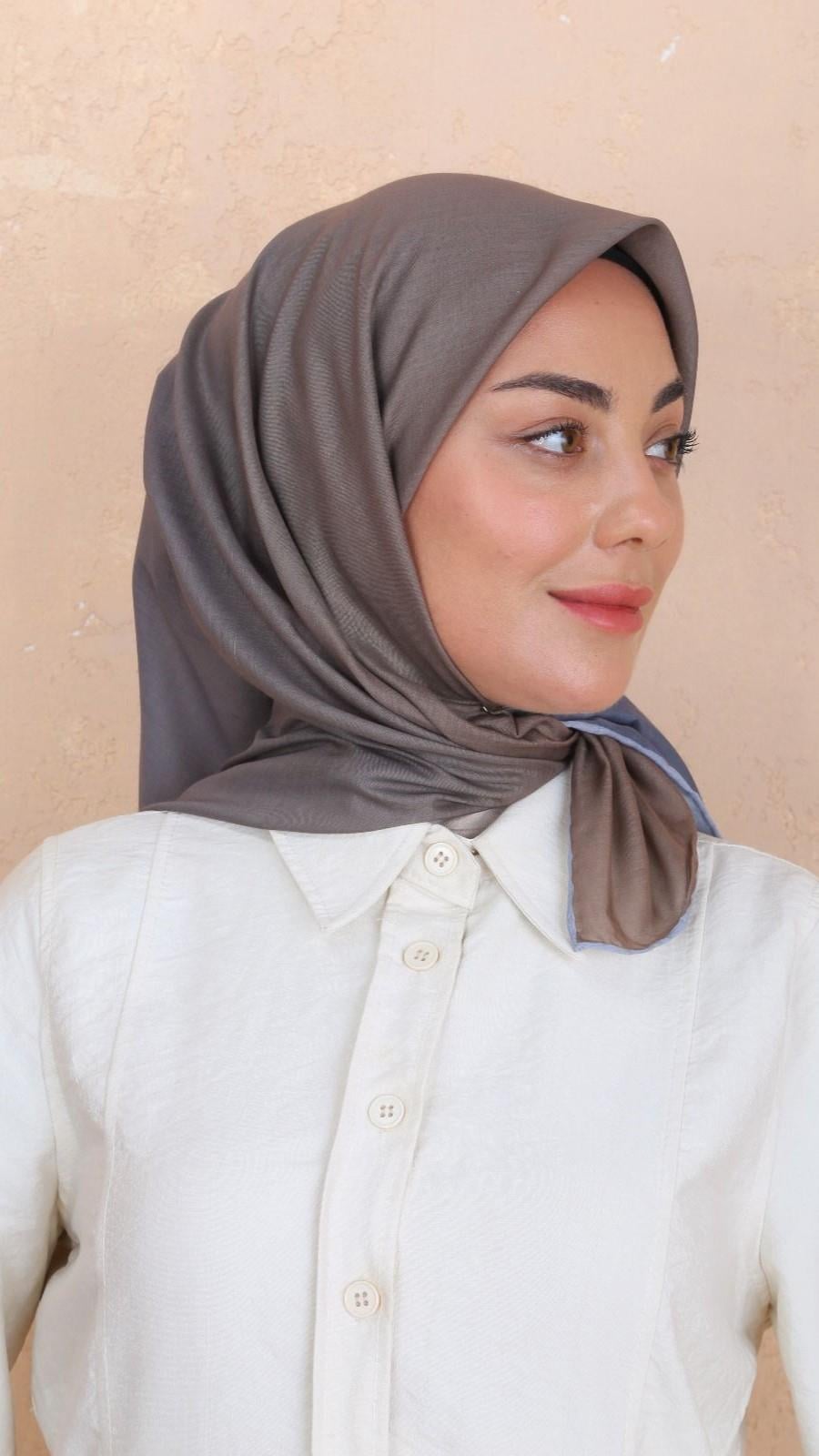 Locella Pamuk Vual Eşarp Gri Karamel-4