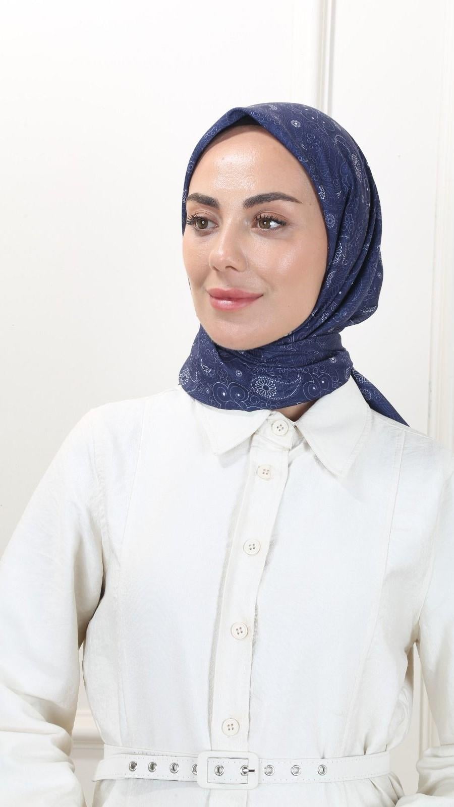 Locella Pamuk Vual Eşarp Lacivert-4