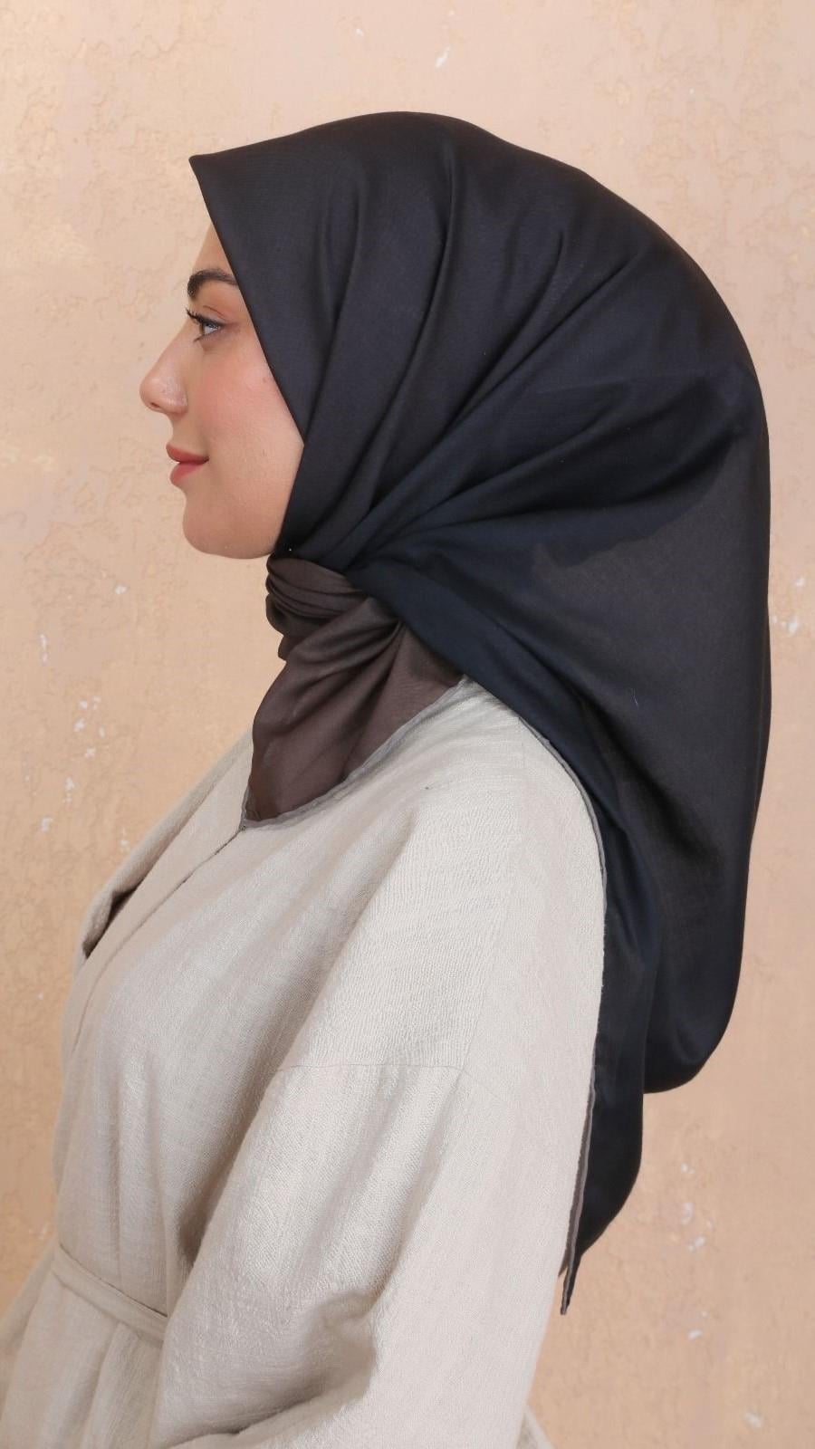 Locella Pamuk Vual Eşarp Siyah Kahve-22