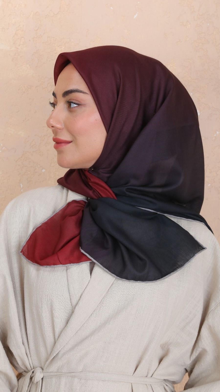 Locella Pamuk Vual Eşarp Siyah Bordo-13