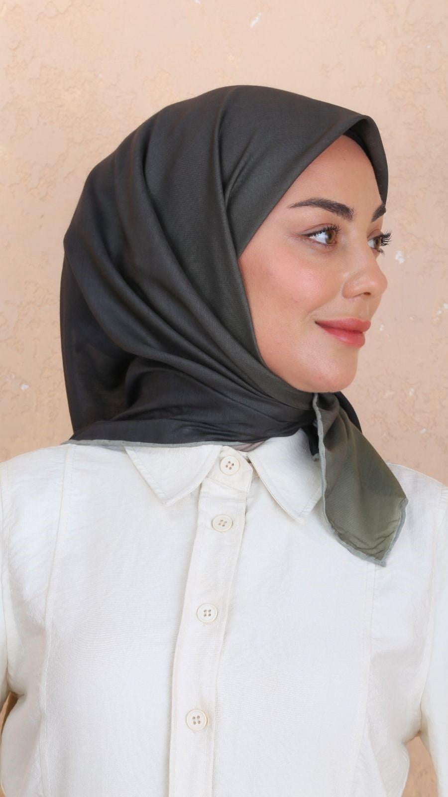 Locella Pamuk Vual Eşarp Siyah Yeşil-6