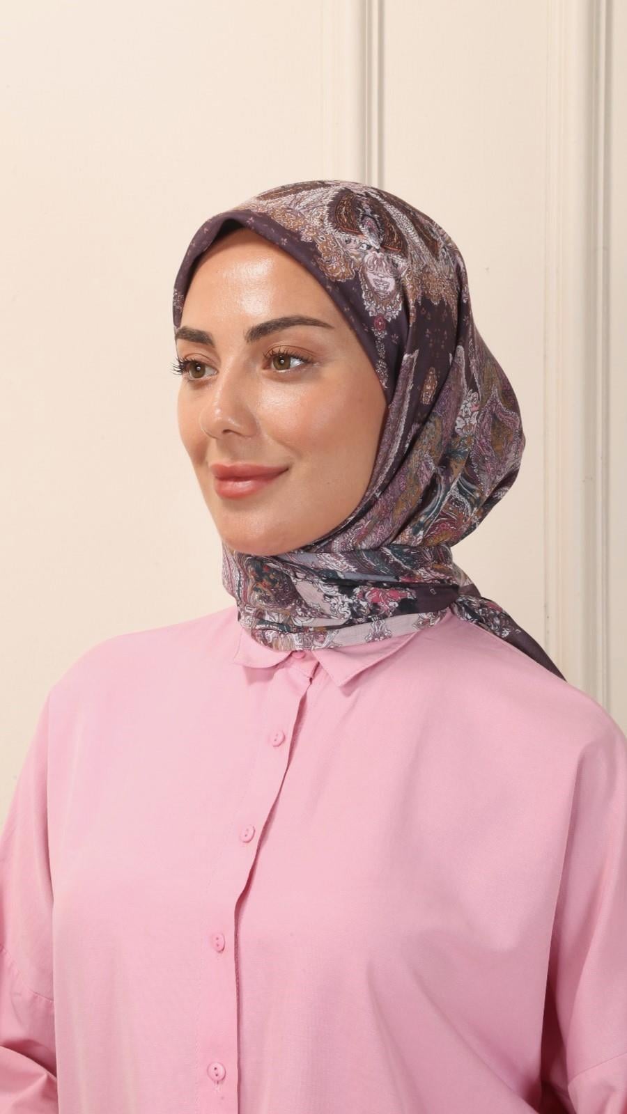 Locella Pamuk Vual Eşarp Mürdüm-5