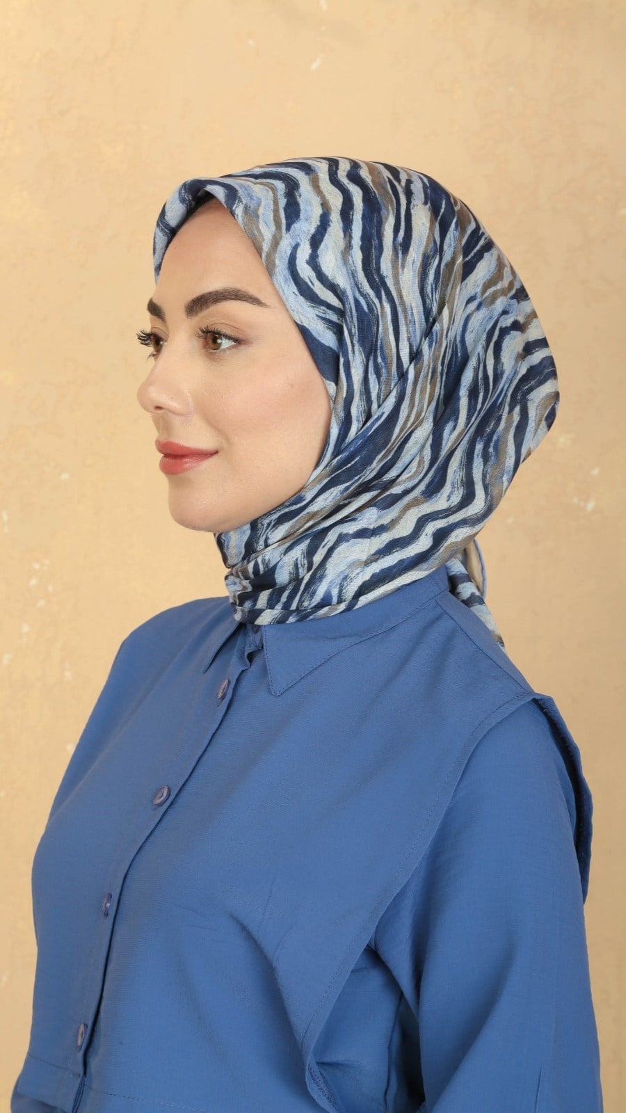 Locella Pamuk Vual Eşarp Lacivert Lila