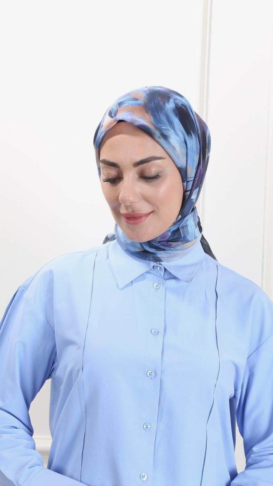 Locella Pamuk Vual Eşarp Açık Mavi-2