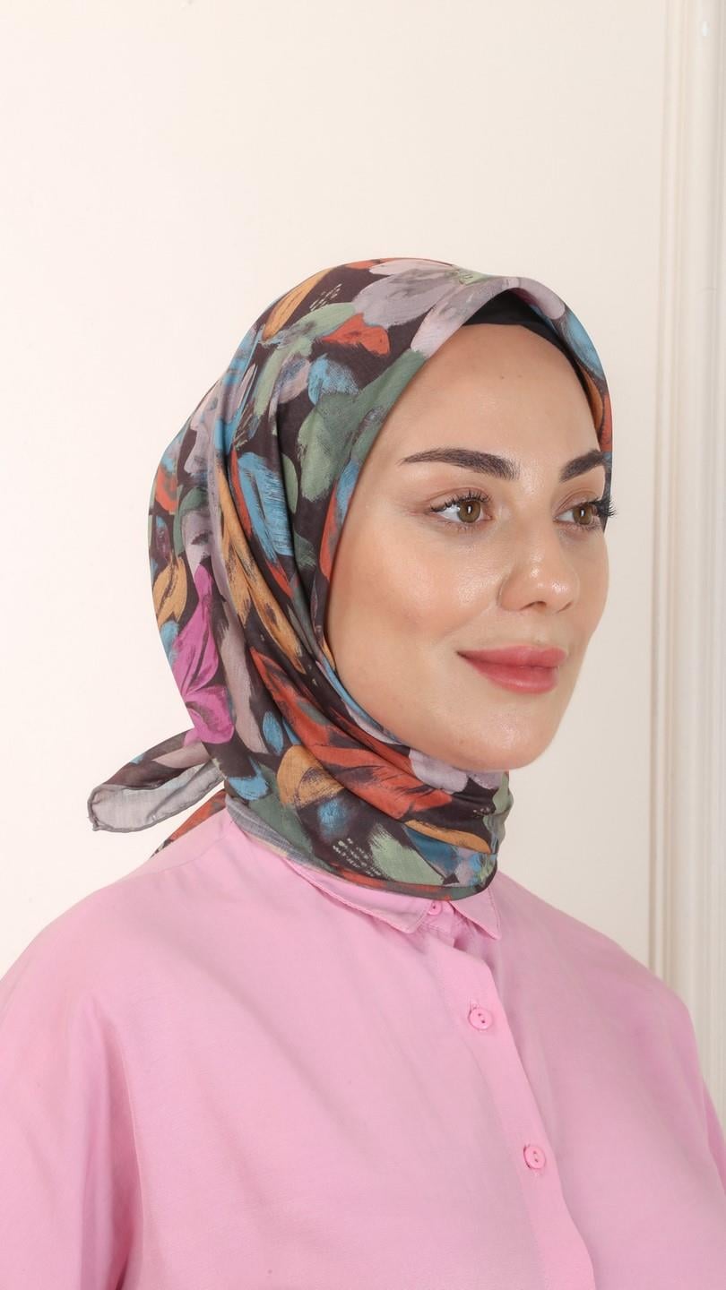 Locella Pamuk Vual Eşarp Kahverengi-6