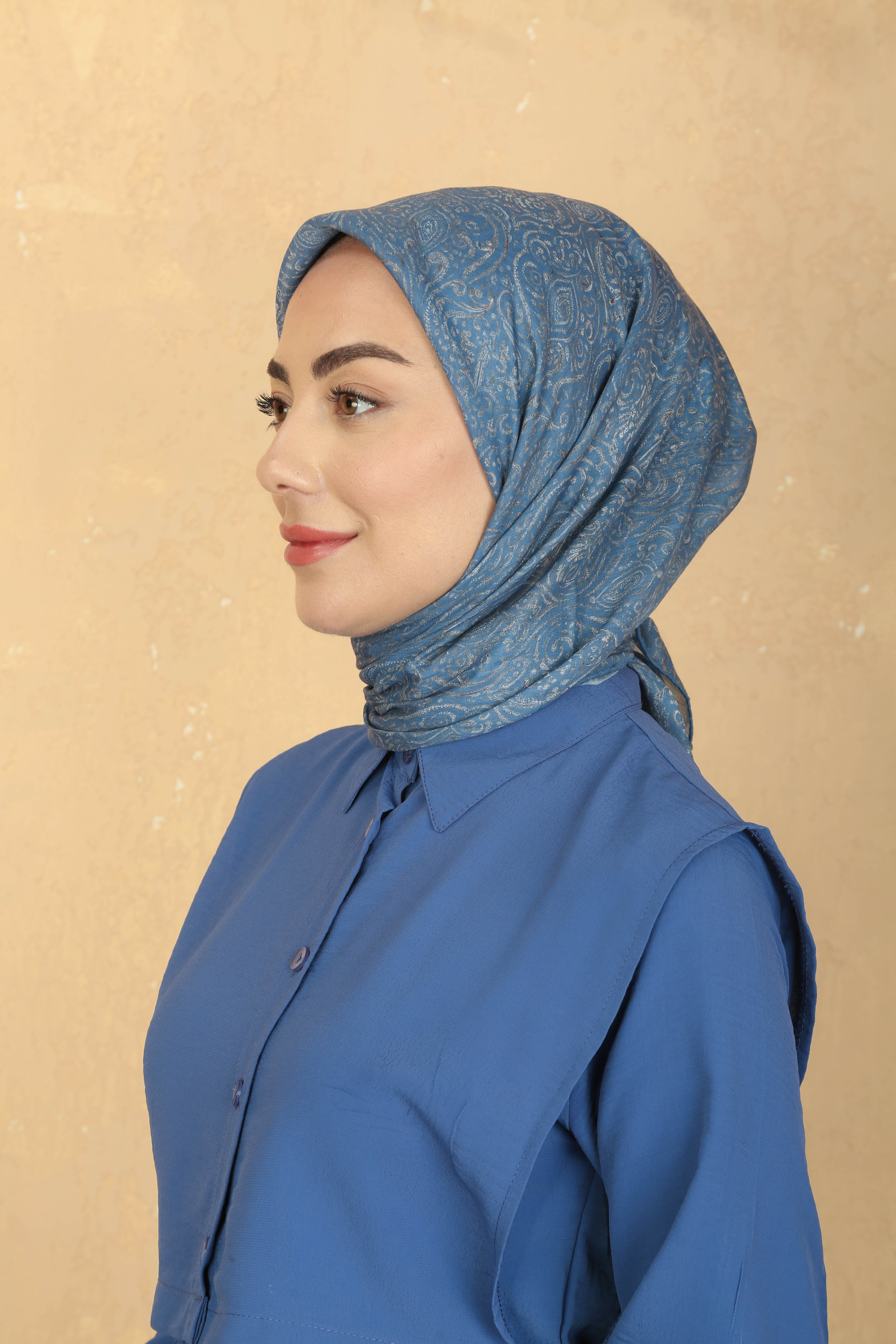 Locella Pamuk Vual Eşarp Mavi