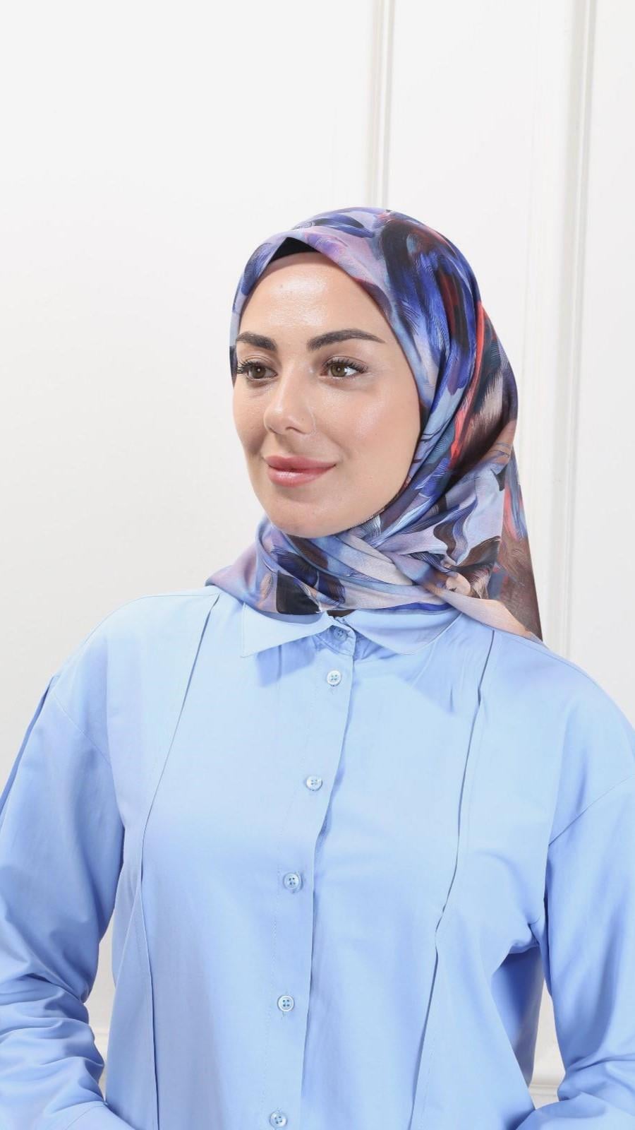 Locella Pamuk Vual Eşarp Saks-1
