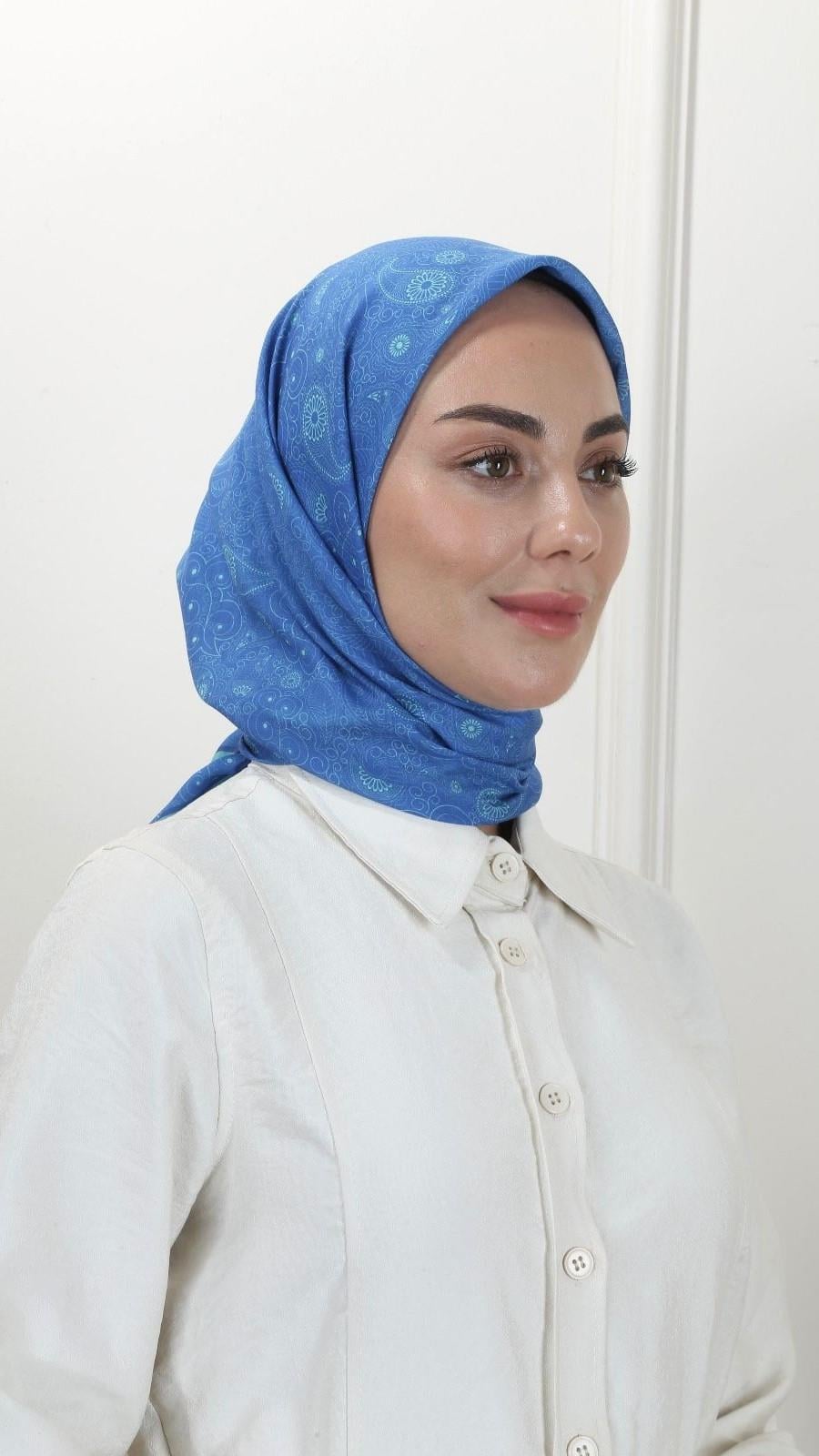 Locella Pamuk Vual Eşarp Canlı Mavi-2