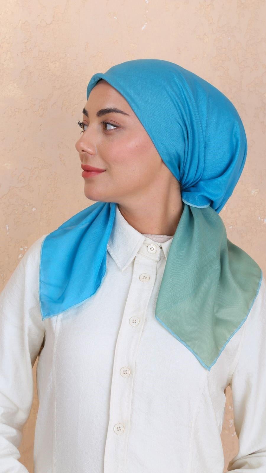 Locella Pamuk Vual Eşarp Mint Yeşil Turkuaz-7